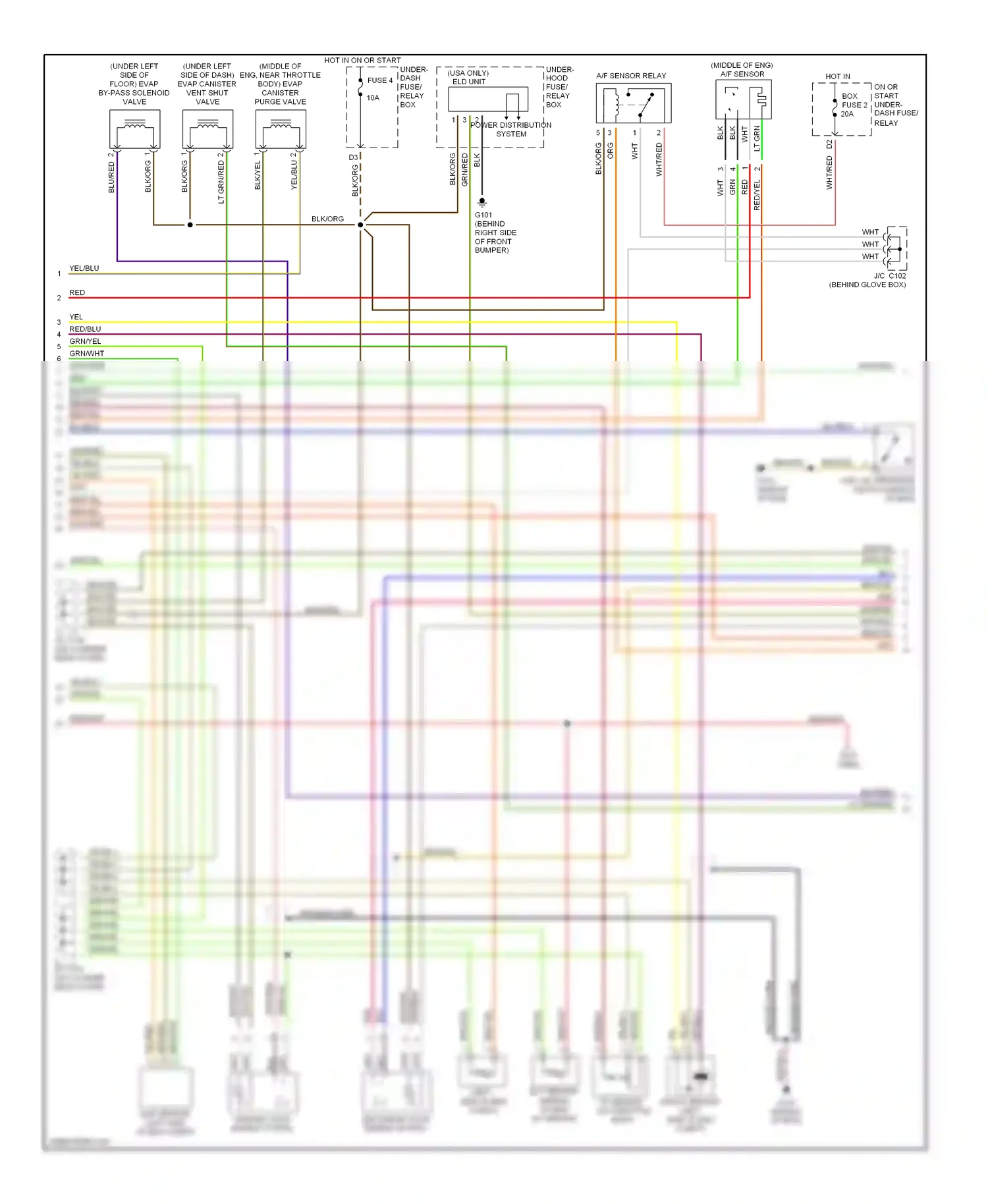Wiring diagram a/f sensor relay for Honda Civic VII (2000-2003) (2 of 2)