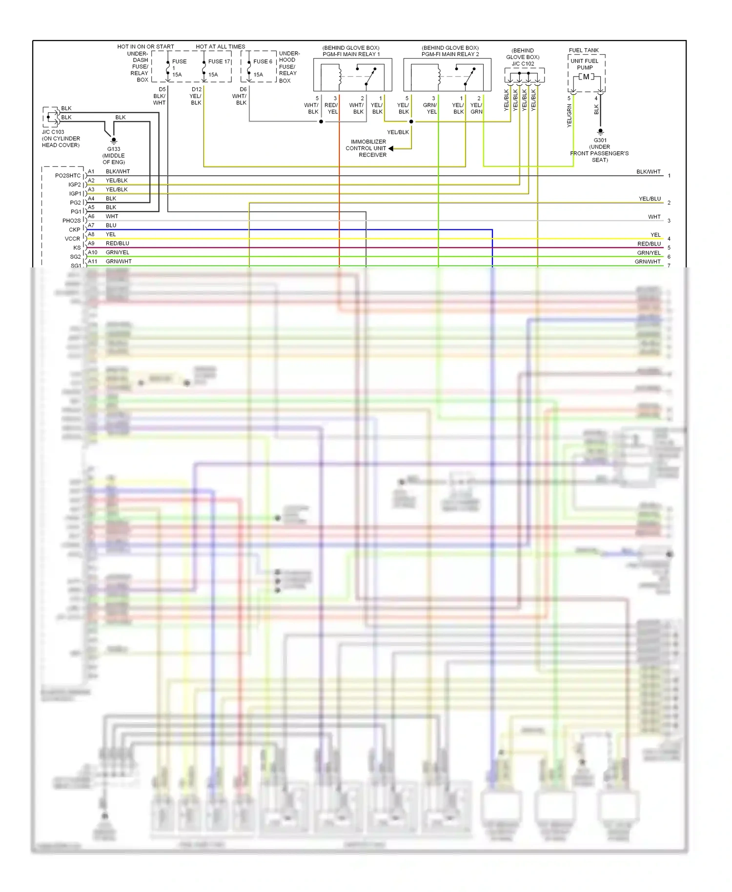 Wiring diagram blu/red for Honda Civic VII (2000-2003) (15 of 28)