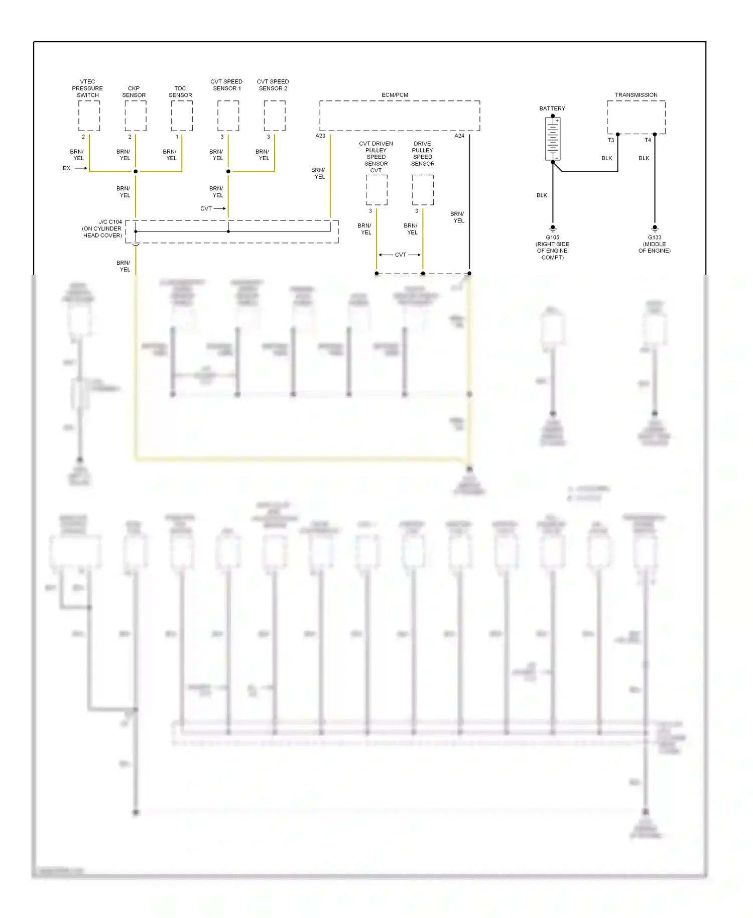 Wiring diagram countershaft speed sensor shield for Honda Civic VII (2000-2003) (1 of 1)