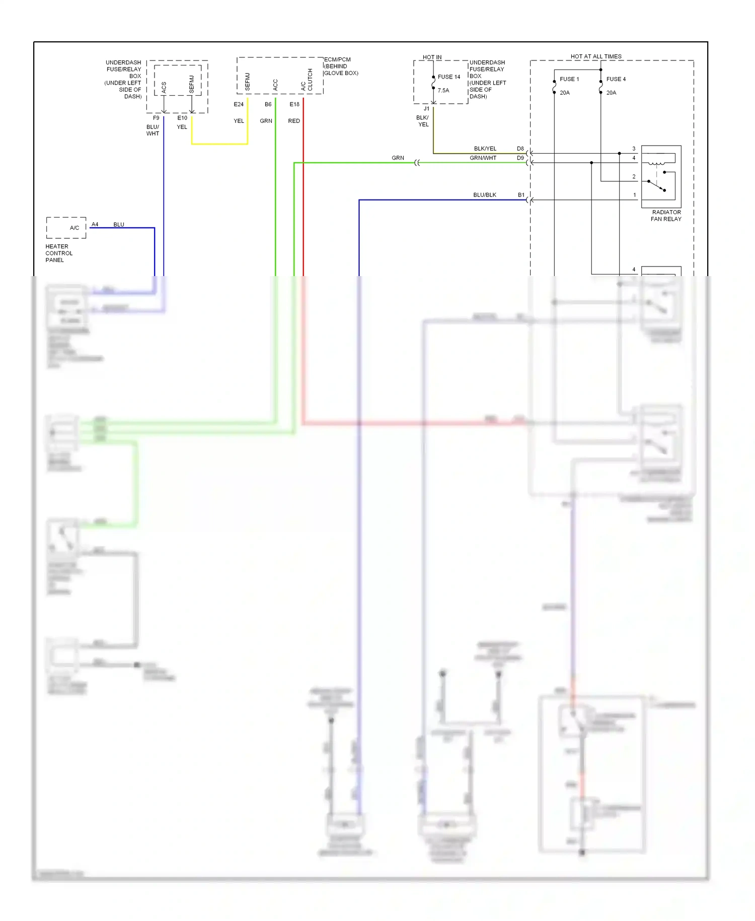Wiring diagram fuse 1 for Honda Civic VII (2000-2003) (1 of 6)