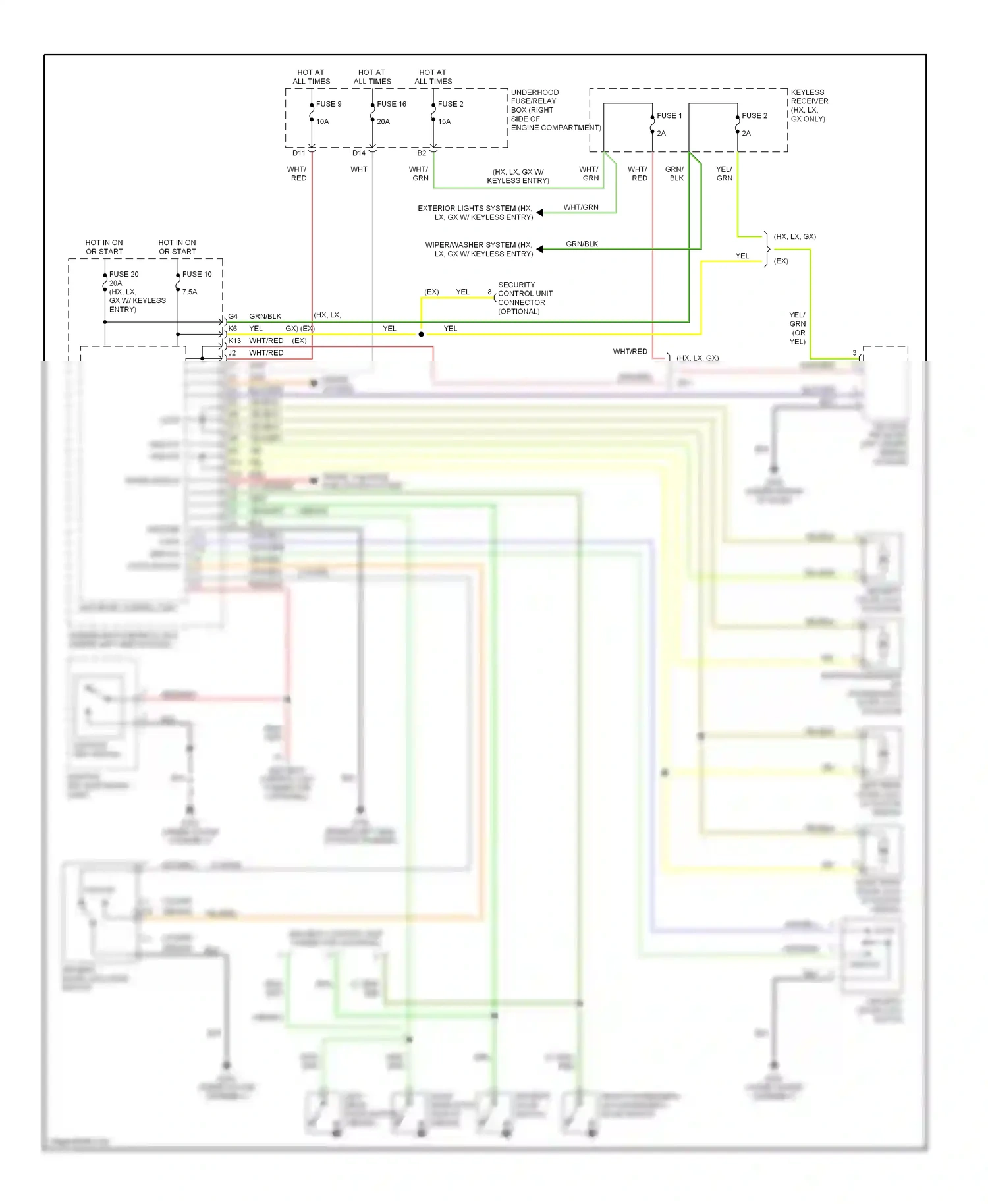 Wiring diagram fuse 16 for Honda Civic VII (2000-2003) (3 of 4)