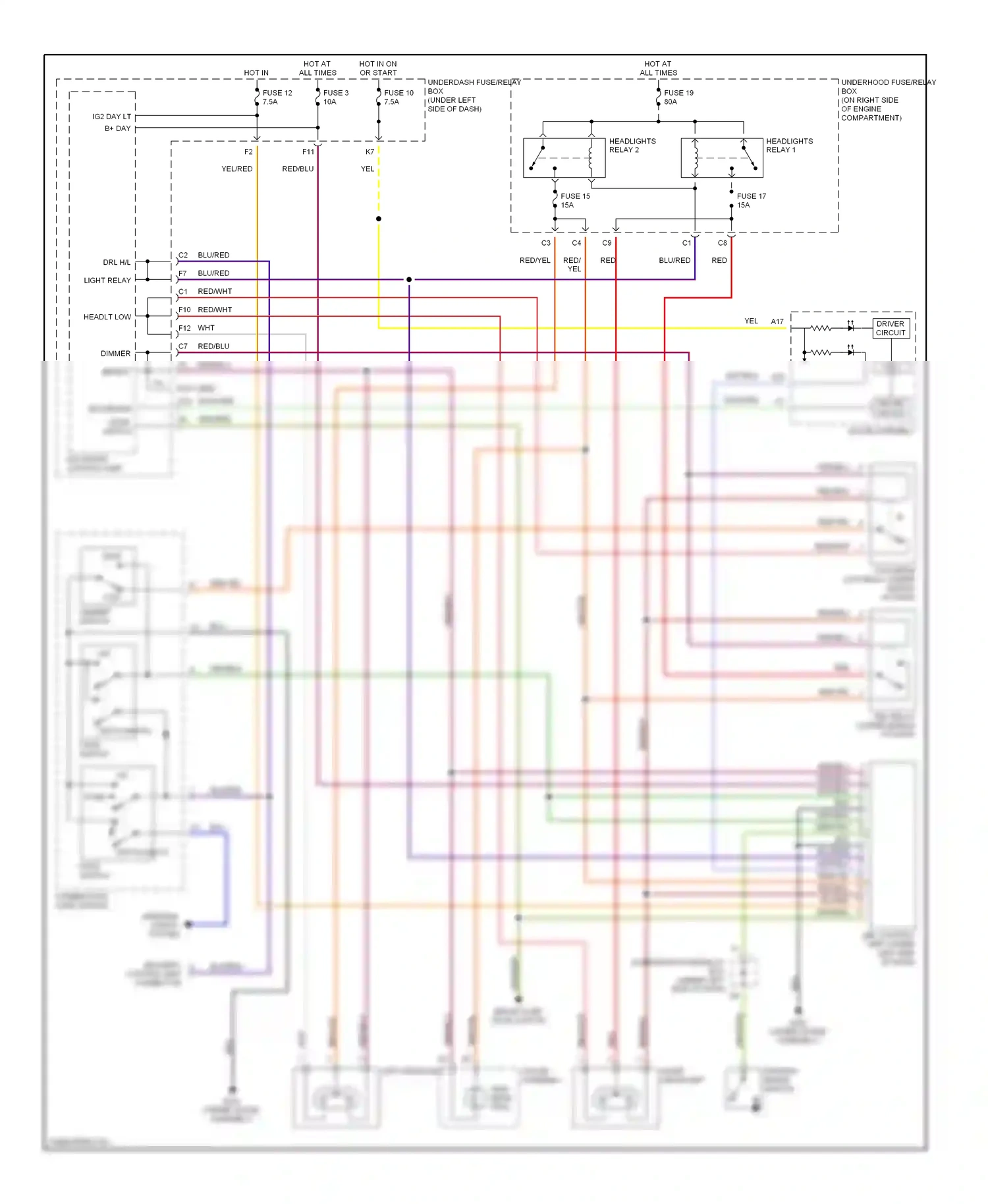 Wiring diagram fuse 17 for Honda Civic VII (2000-2003) (2 of 7)