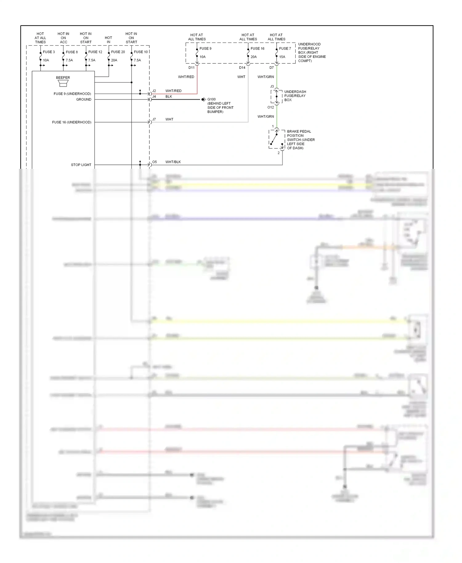 Wiring diagram ignition key switch/ key light for Honda Civic VII (2000-2003) (4 of 5)