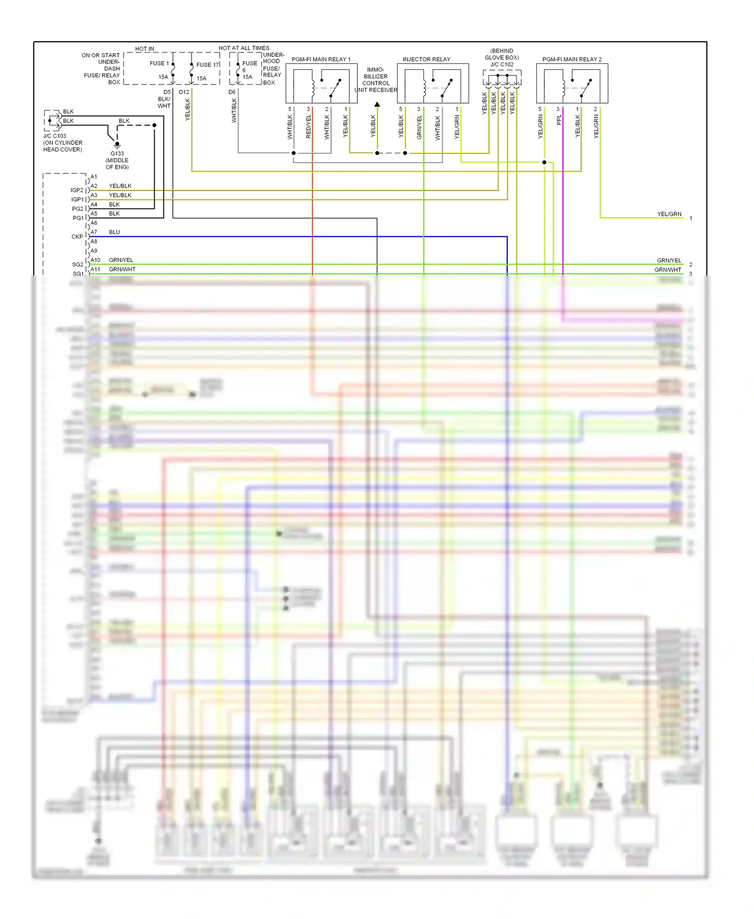 Wiring diagram inj mode for Honda Civic VII (2000-2003) (1 of 1)