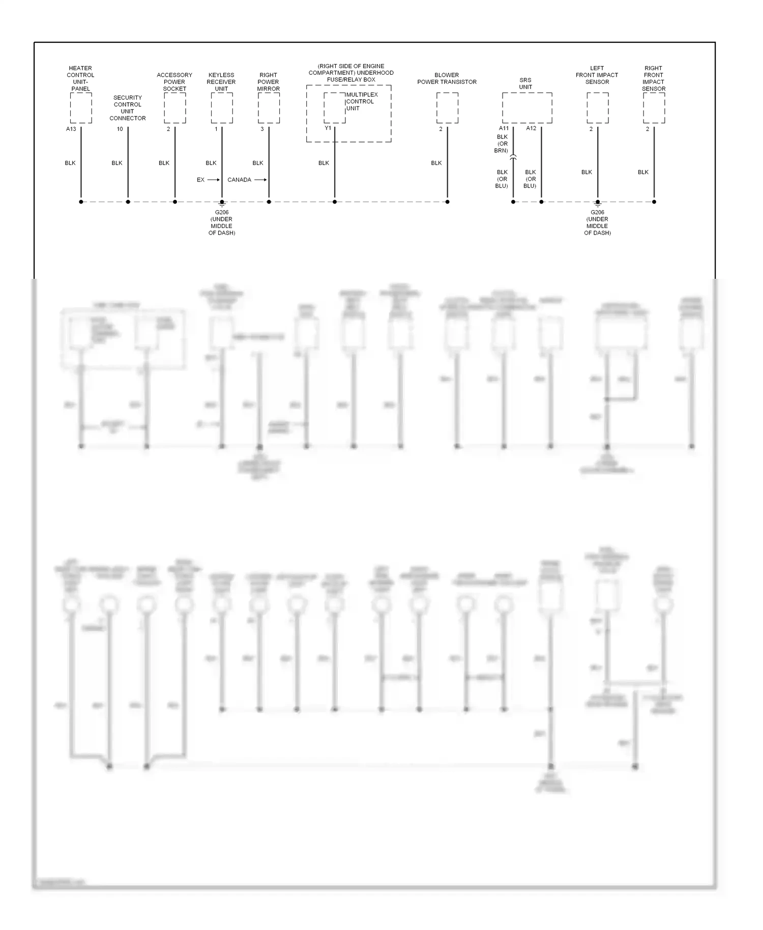Wiring diagram left front impact sensor for Honda Civic VII (2000-2003) (1 of 1)