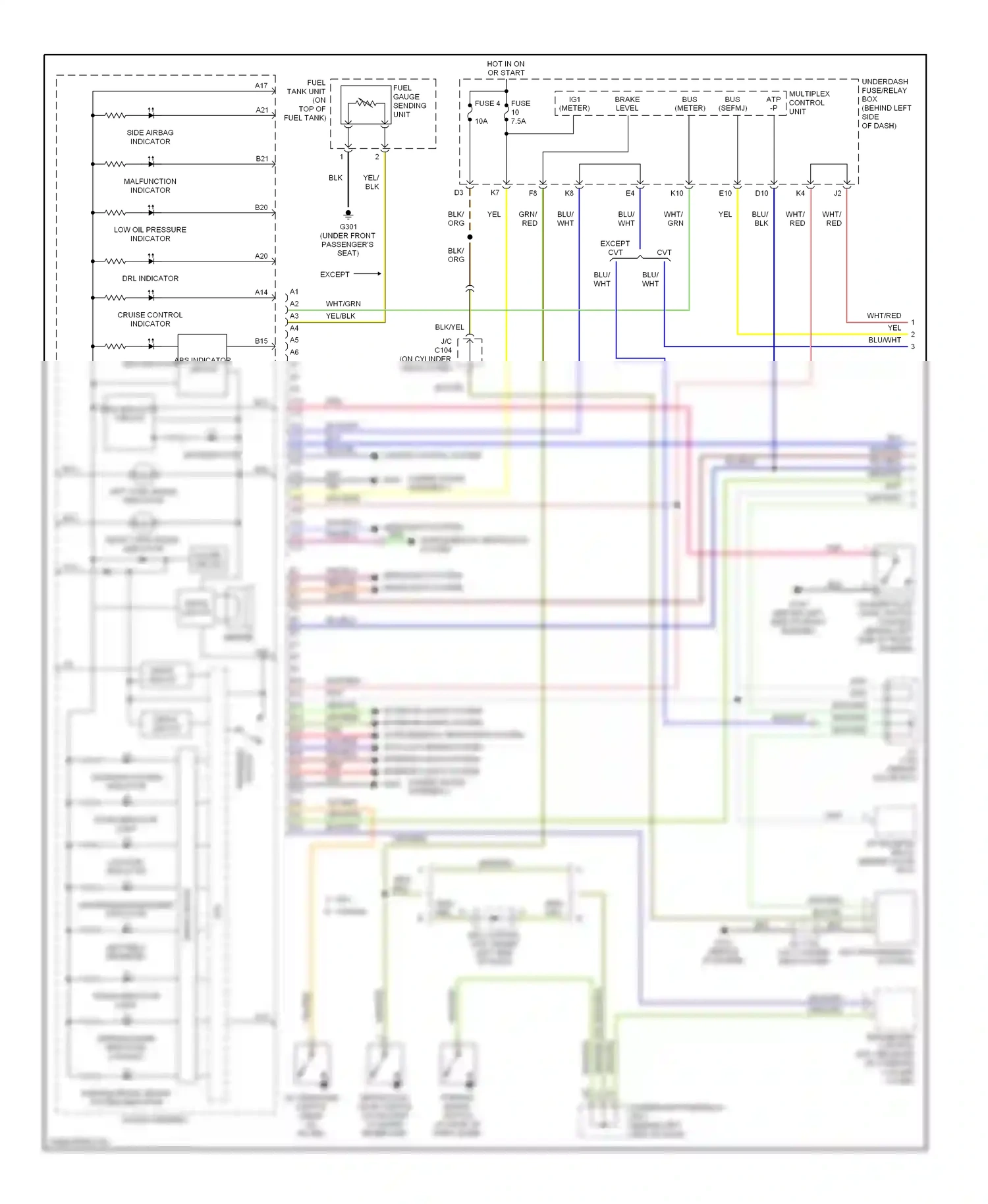Wiring diagram srs indicator circuit for Honda Civic VII (2000-2003) (1 of 2)