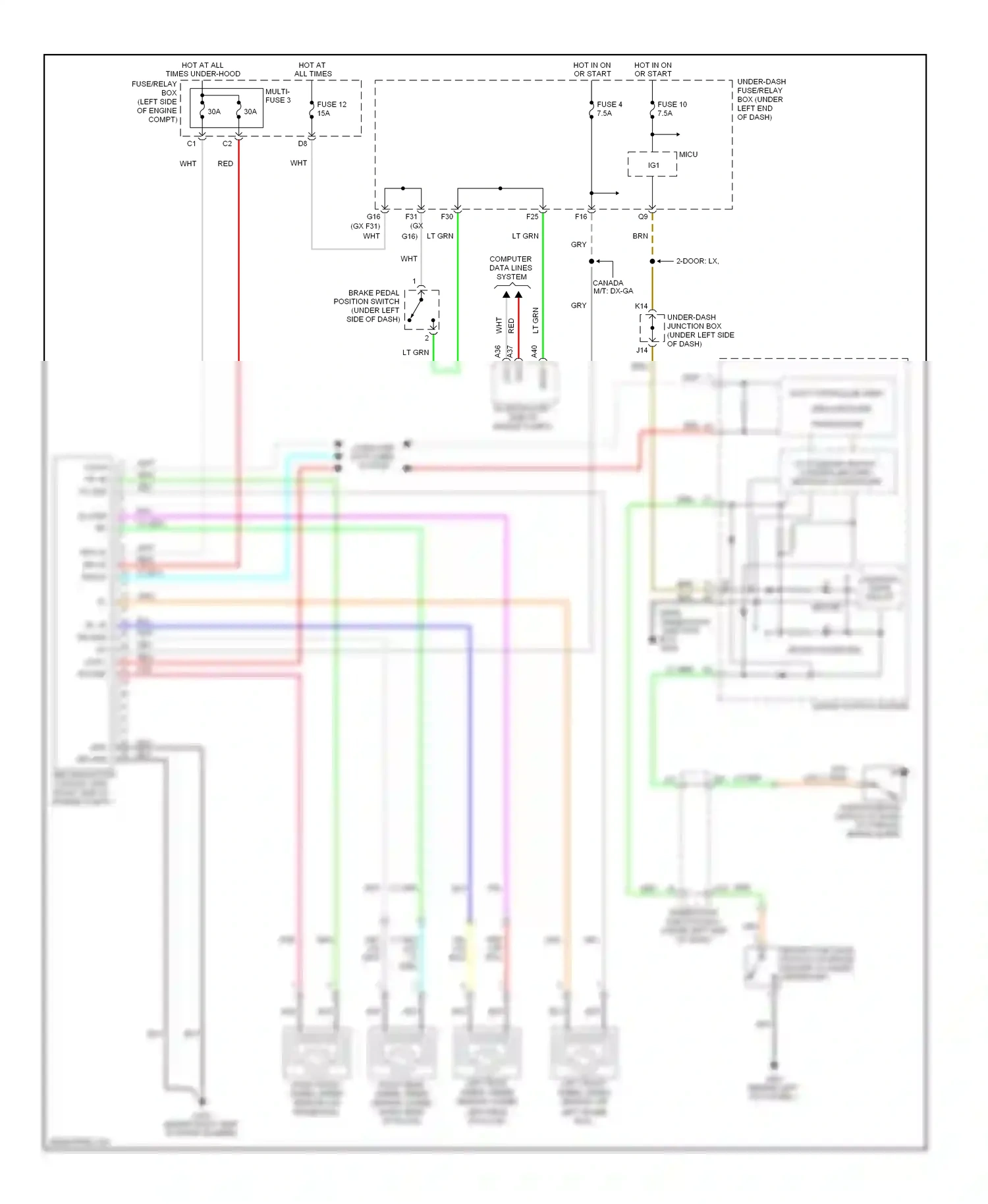 Wiring diagram area network for Honda Civic VIII facelift (2008-2011) (1 of 1)