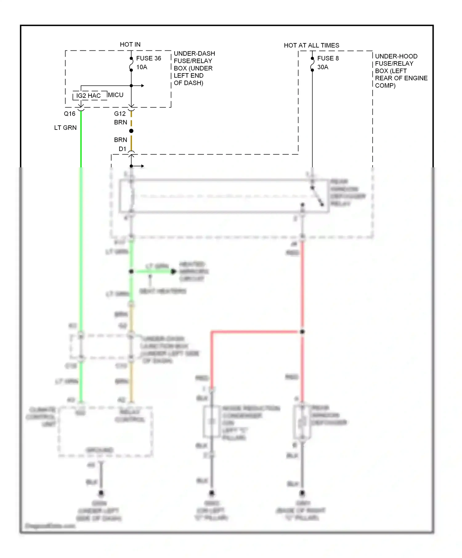 Wiring diagram climate control unit for Honda Civic VIII facelift (2008-2011) (6 of 6)