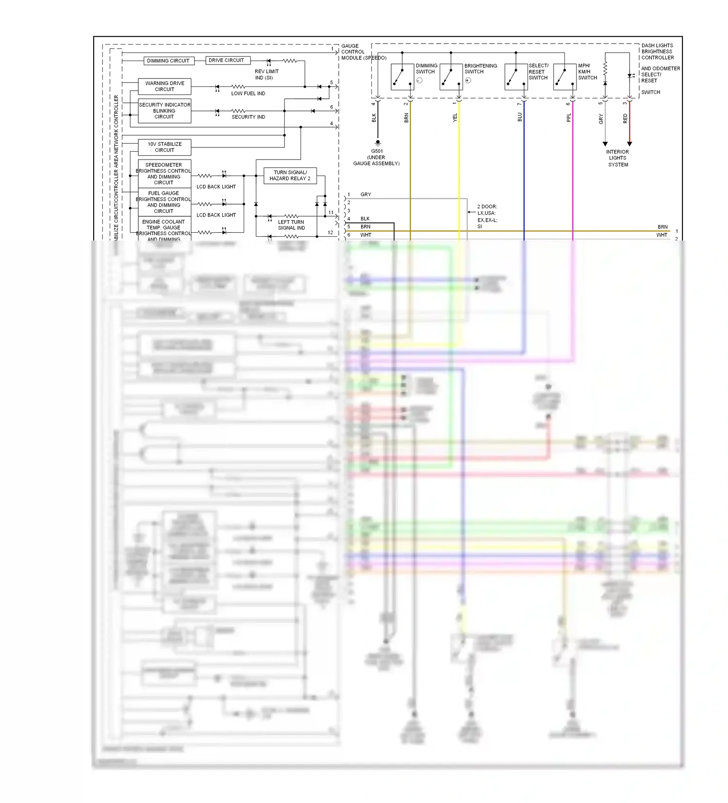 Wiring diagram dimming switch for Honda Civic VIII facelift (2008-2011) (2 of 5)