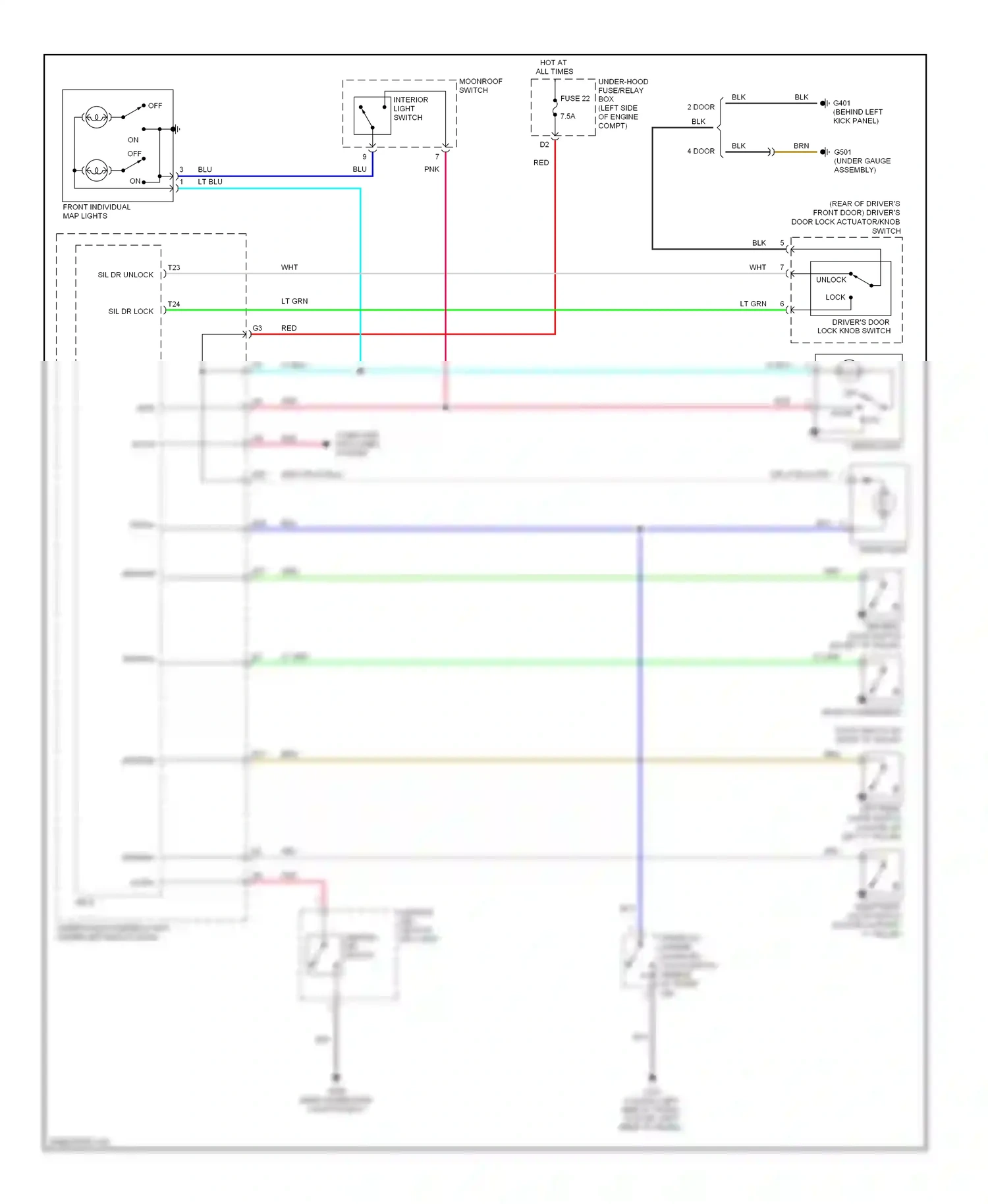 Wiring diagram interior light switch for Honda Civic VIII facelift (2008-2011) (1 of 1)