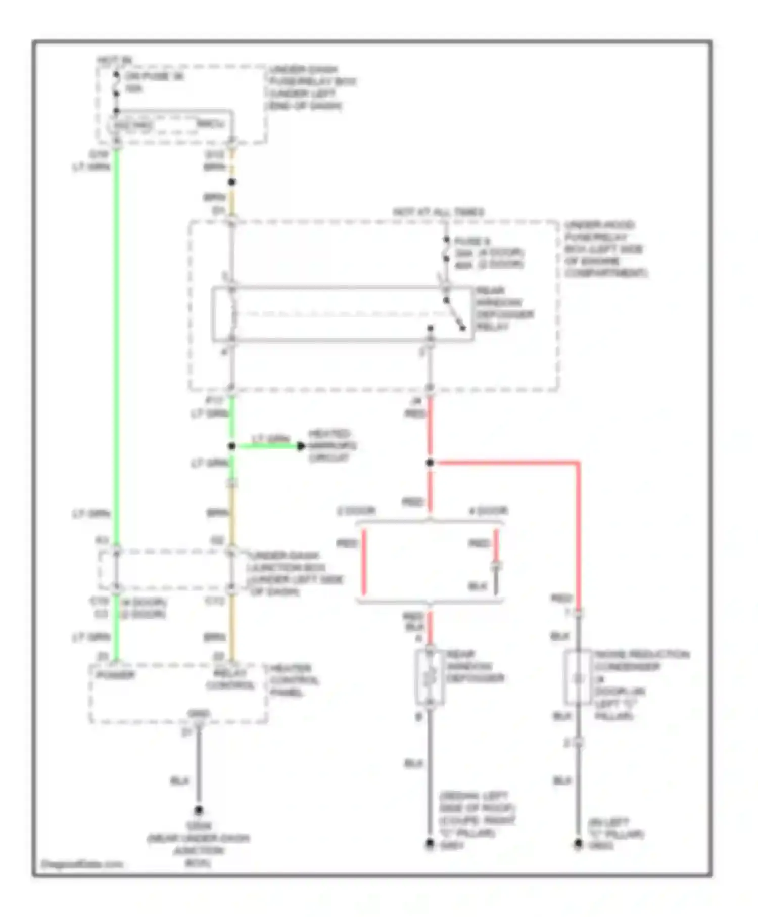 Wiring diagram rear window defogger relay for Honda Civic VIII facelift (2008-2011) (4 of 5)