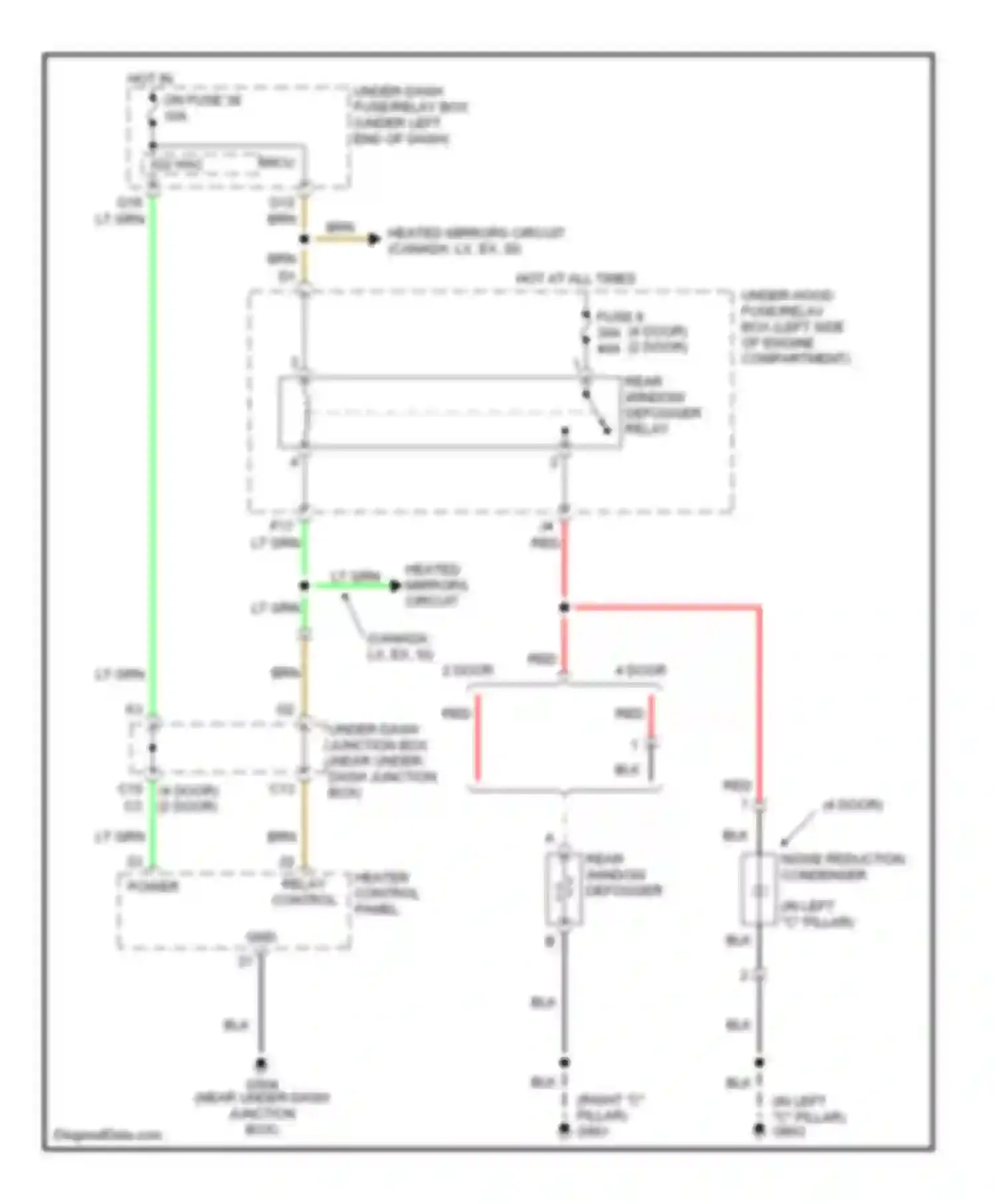 Civic Honda VIII (2005-2009): Rear defogger circuit, except hybrid