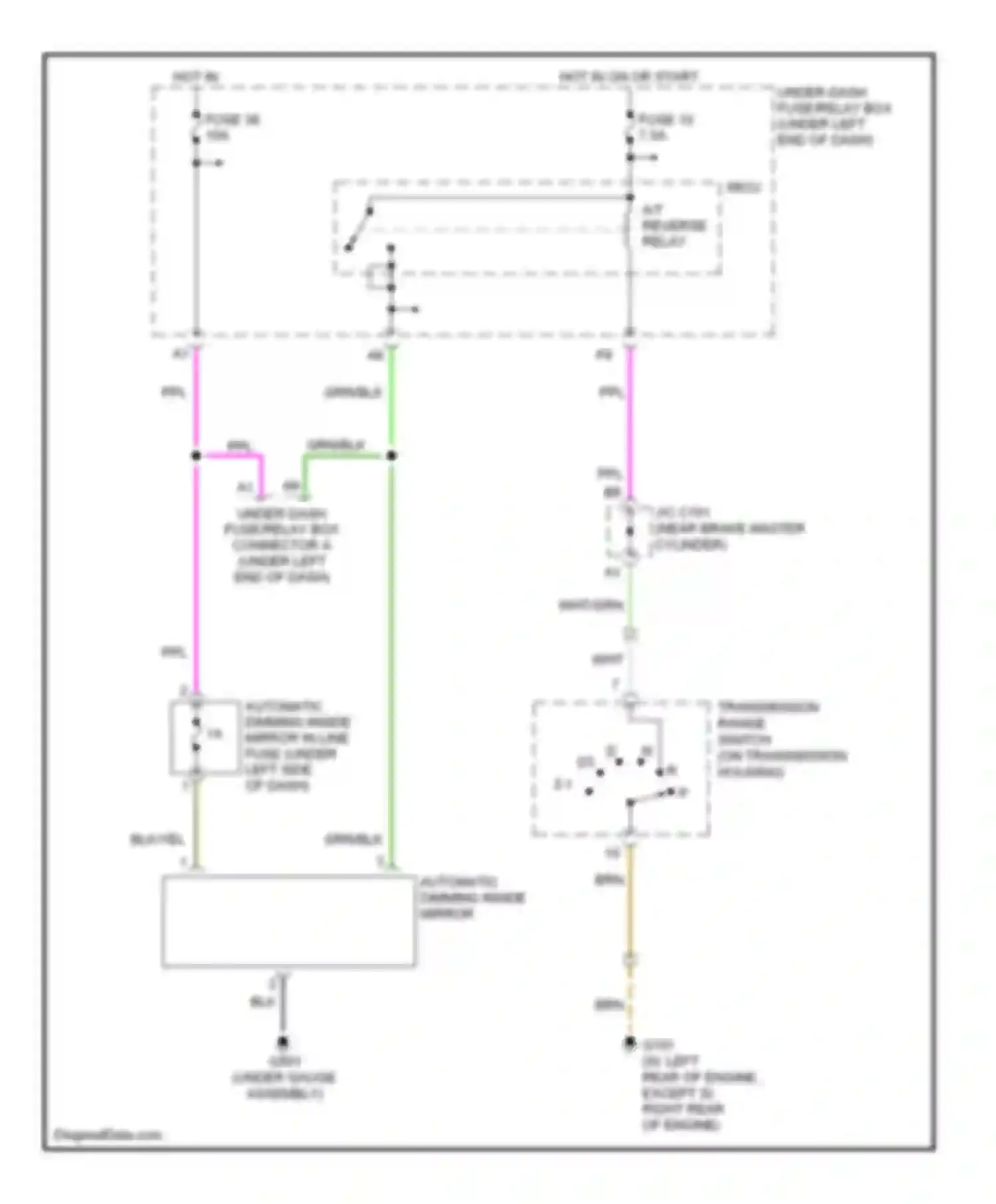 Civic Honda VIII (2005-2009): Auto dimming rear view mirror circuit, a/t except hybrid