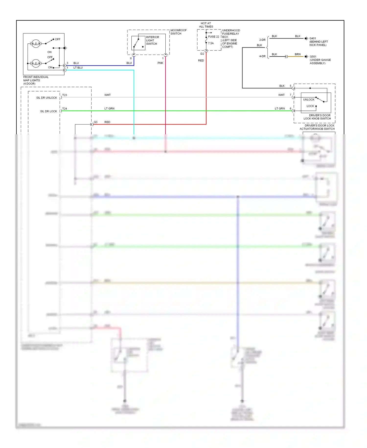 Wiring diagram ceiling light for Honda Civic VIII (2005-2009) (1 of 3)