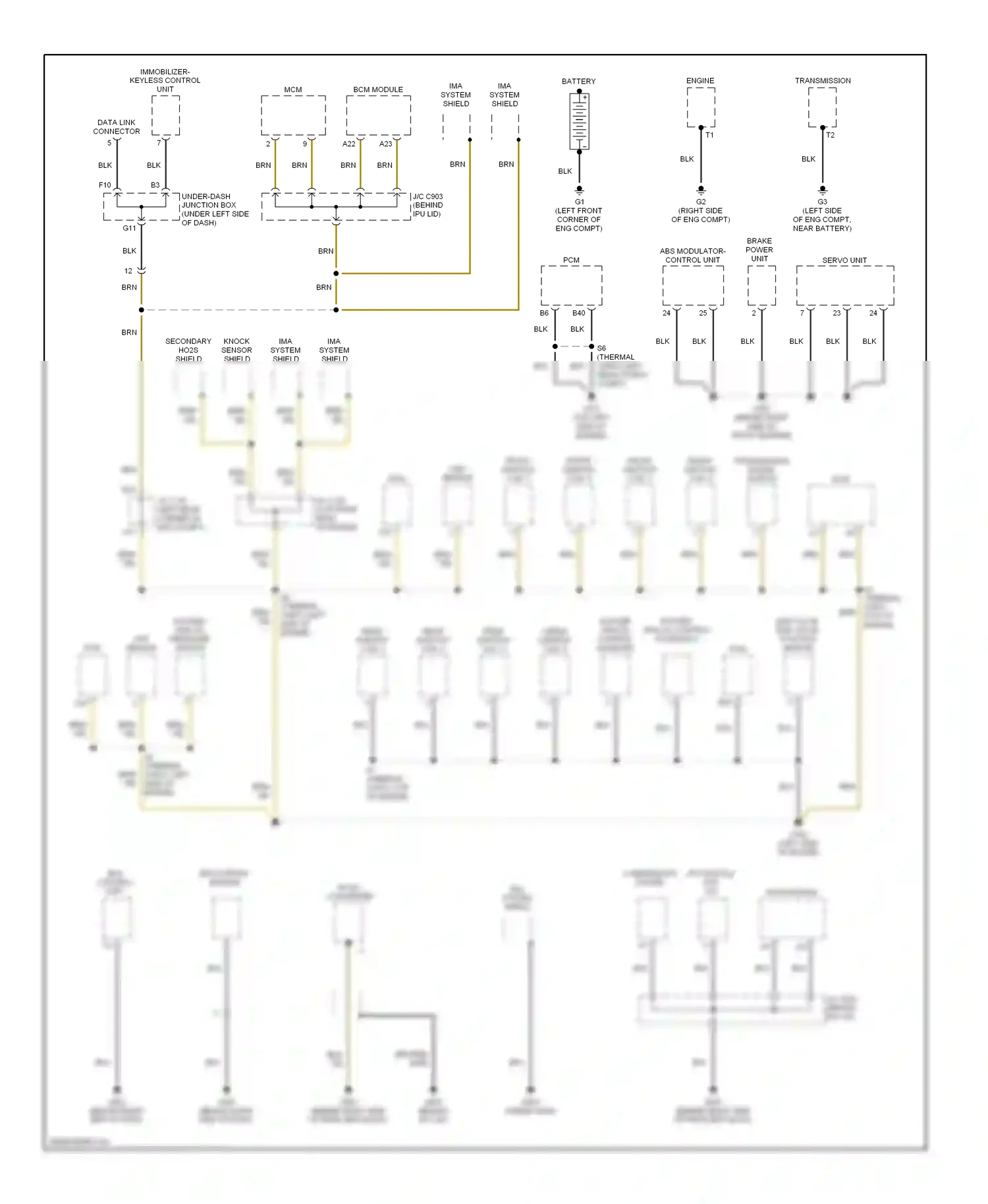 Wiring diagram eps control unit eps torque sensor for Honda Civic VIII (2005-2009) (2 of 2)