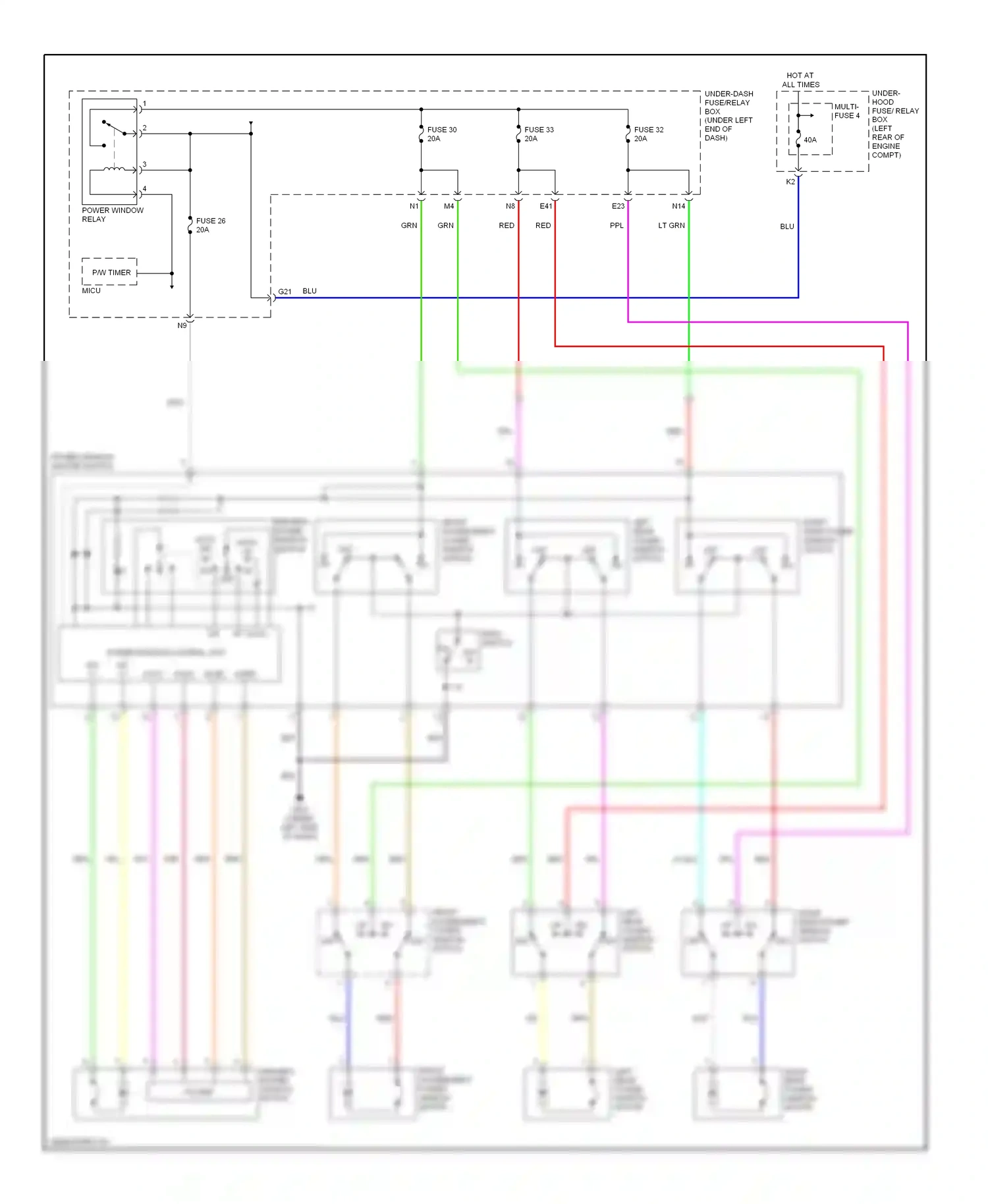 Wiring diagram front passenger's power window switch for Honda Civic VIII (2005-2009) (11 of 12)
