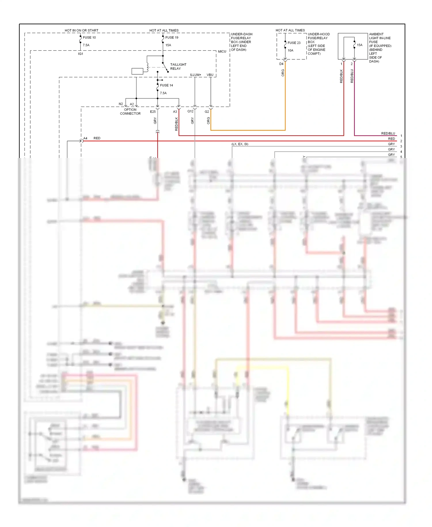 Wiring diagram headlight switch for Honda Civic VIII (2005-2009) (4 of 7)