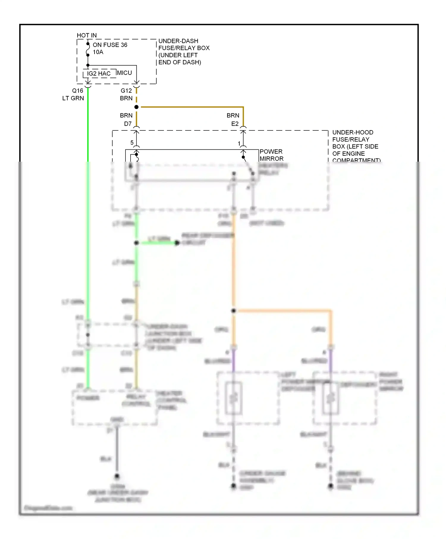 Wiring diagram heater control panel for Honda Civic VIII (2005-2009) (2 of 5)