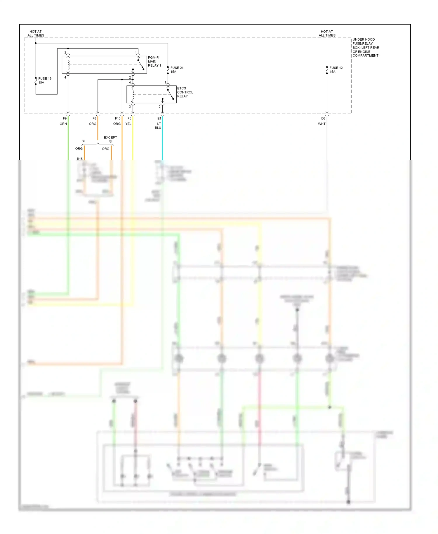 Wiring diagram horn switch for Honda Civic VIII (2005-2009) (1 of 4)