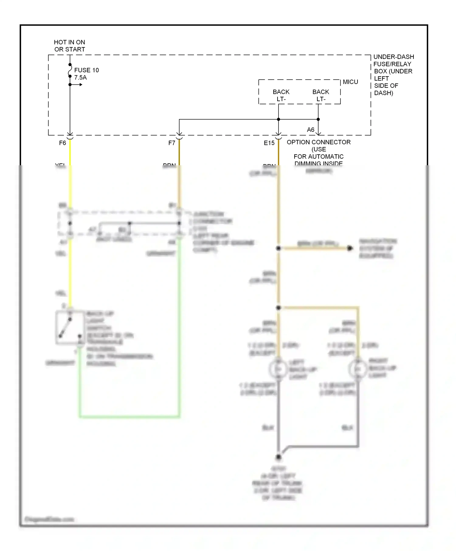 Wiring diagram left back-up light for Honda Civic VIII (2005-2009) (2 of 3)