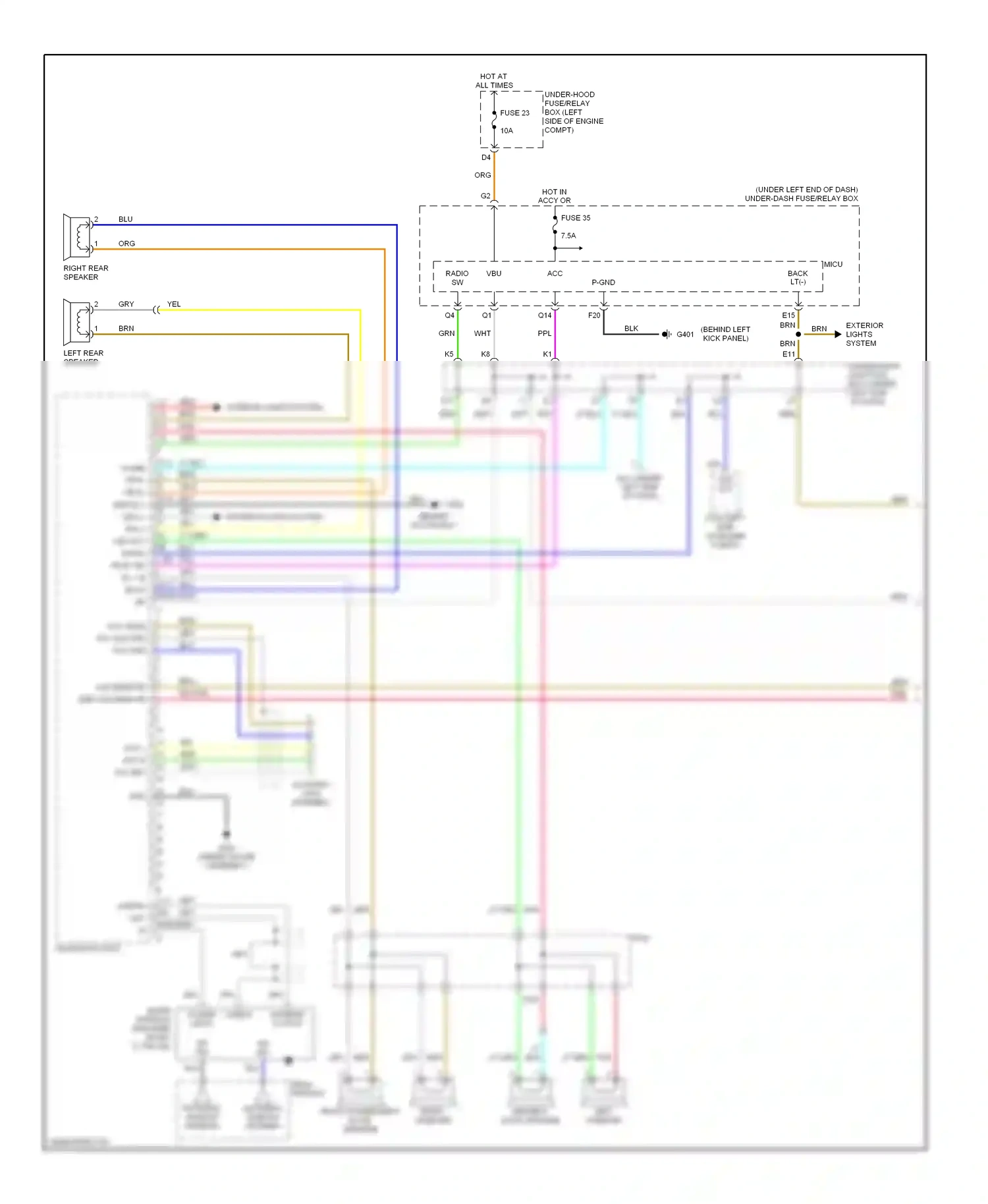 Wiring diagram left tweeter for Honda Civic VIII (2005-2009) (2 of 6)