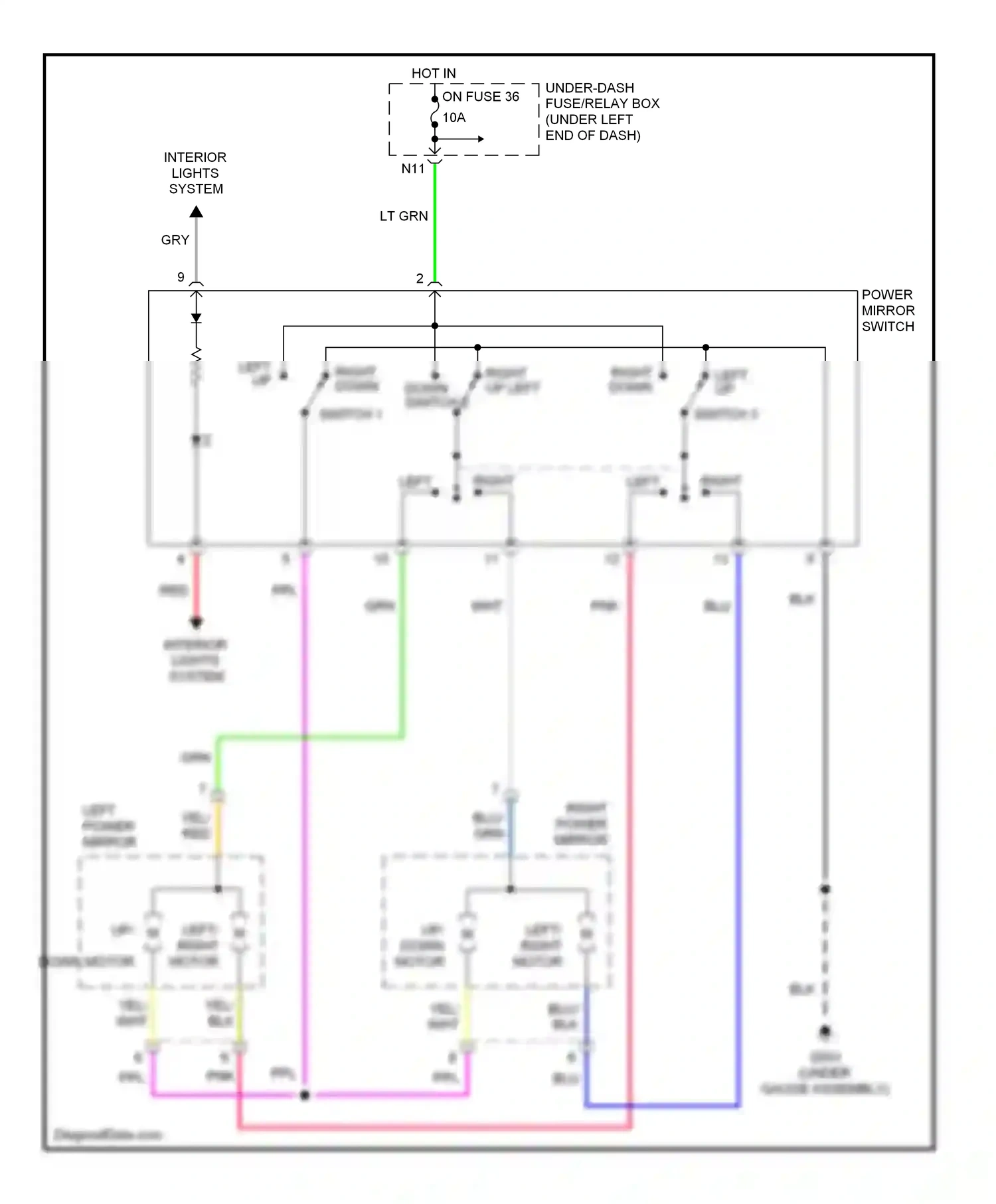 Wiring diagram power mirror switch for Honda Civic VIII (2005-2009) (5 of 7)