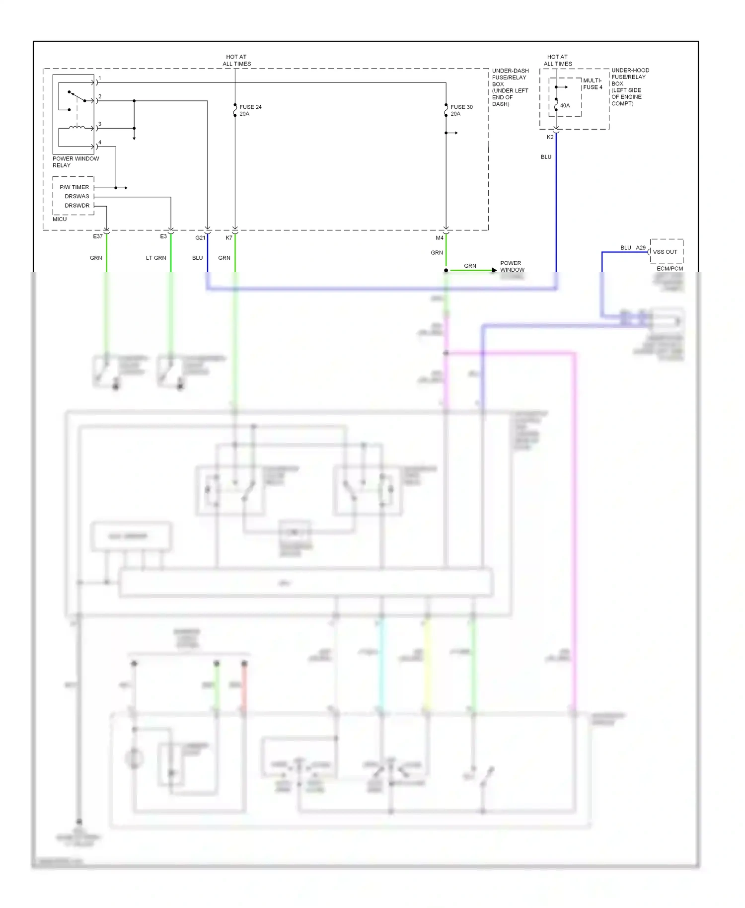 Wiring diagram power window system for Honda Civic VIII (2005-2009) (5 of 5)