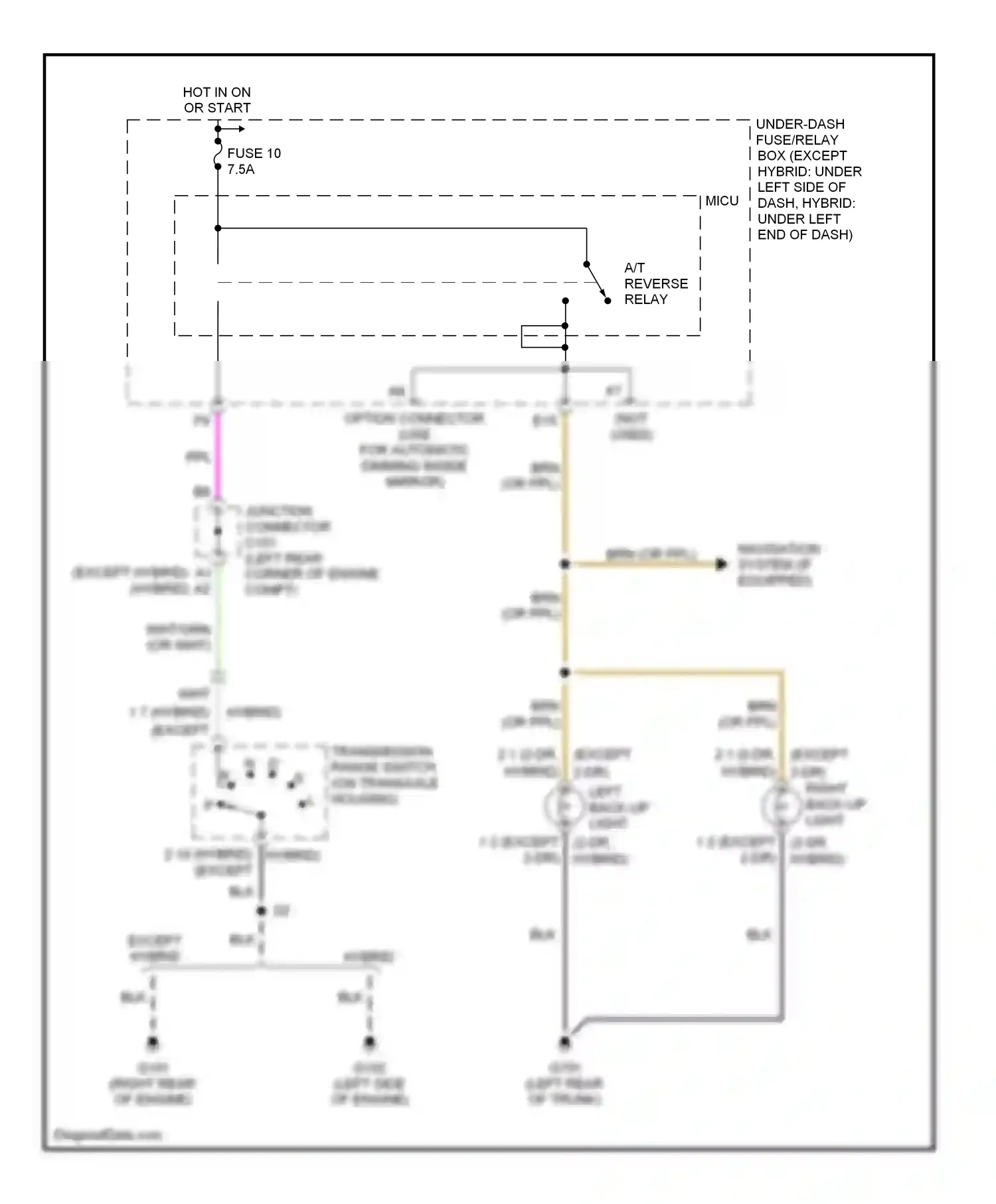 Wiring diagram right back-up light for Honda Civic VIII (2005-2009) (1 of 3)