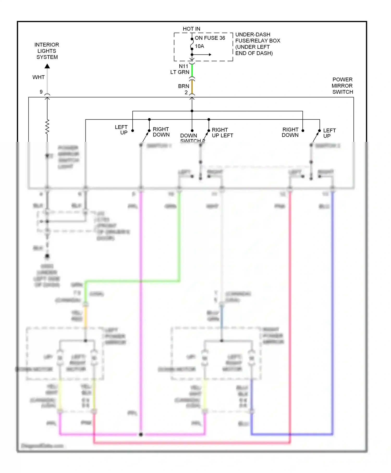 Wiring diagram right down left up for Honda Civic VIII (2005-2009) (2 of 3)