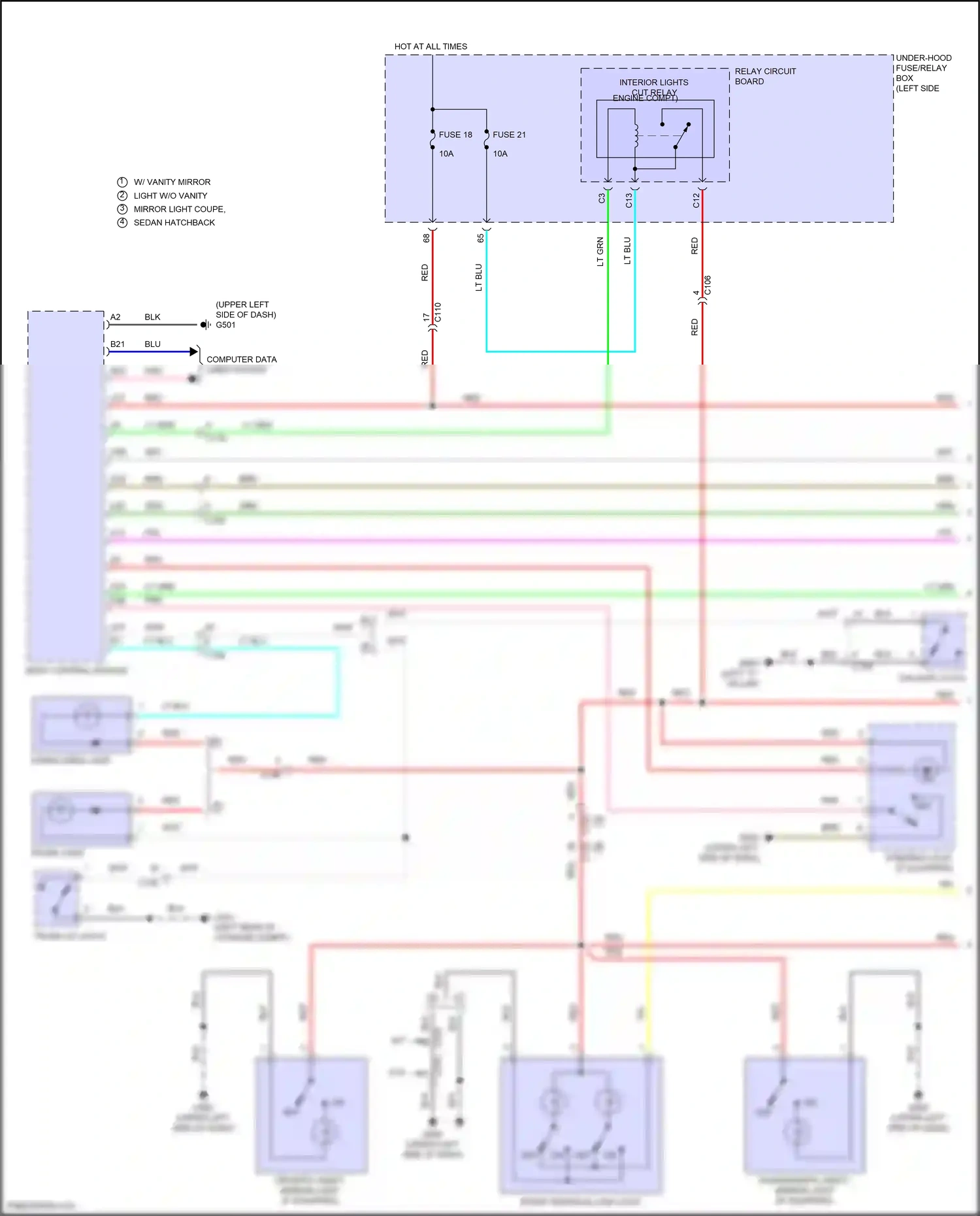 Wiring diagram cargo area light for Honda Civic X (2015-2021) (2 of 2)