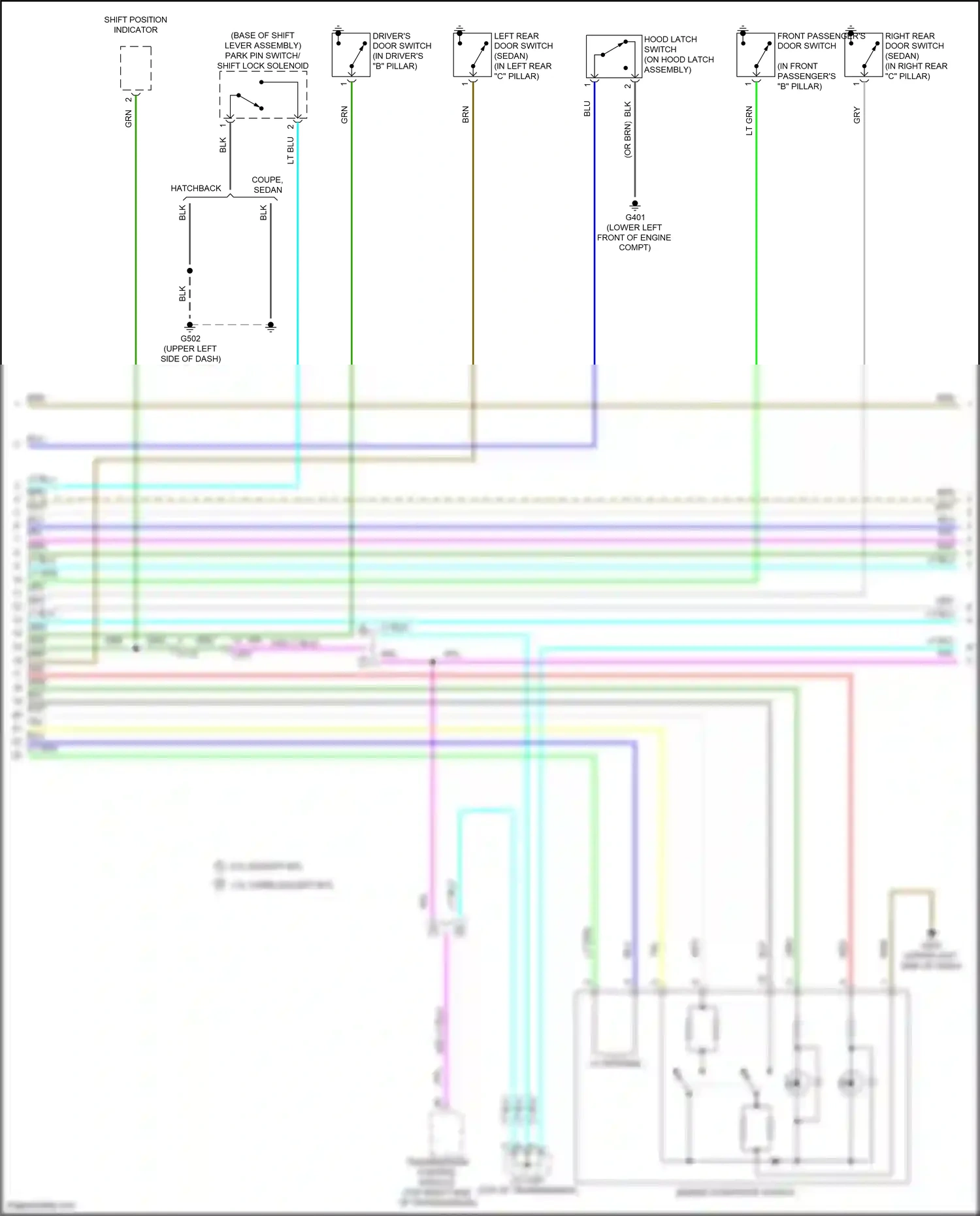 Wiring diagram driver's door switch for Honda Civic X (2015-2021) (2 of 10)