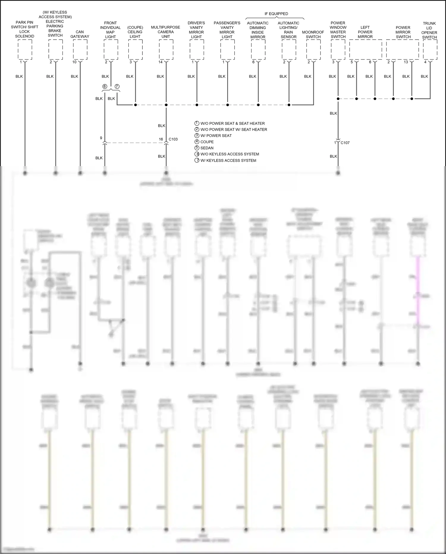 Honda Civic X (2015-2021) driver's vanity mirror light wiring diagram  (2 of 4)