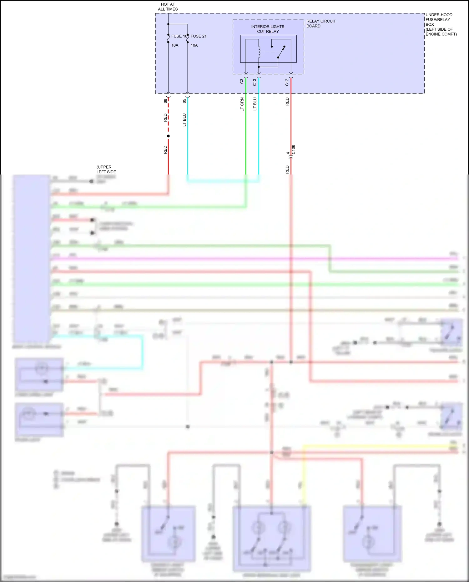 Honda Civic X (2015-2021) driver's vanity mirror switch wiring diagram  (1 of 1)