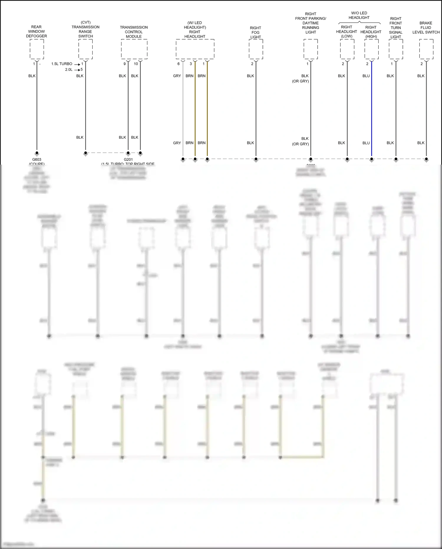 Honda Civic X (2015-2021) right headlight wiring diagram  (4 of 7)