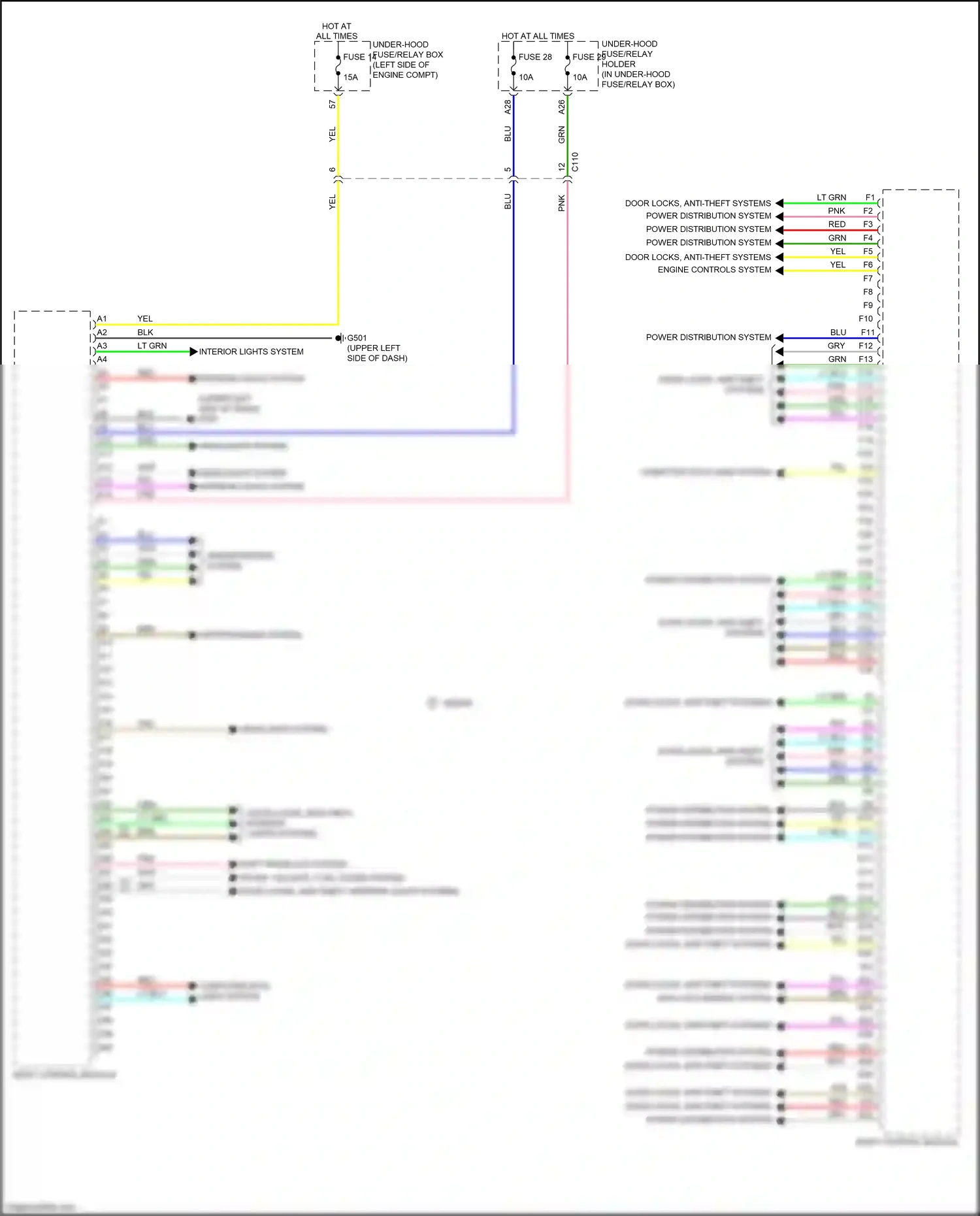 Wiring diagram trunk, tailgate, fuel doors system for Honda Civic X (2015-2021) (1 of 4)