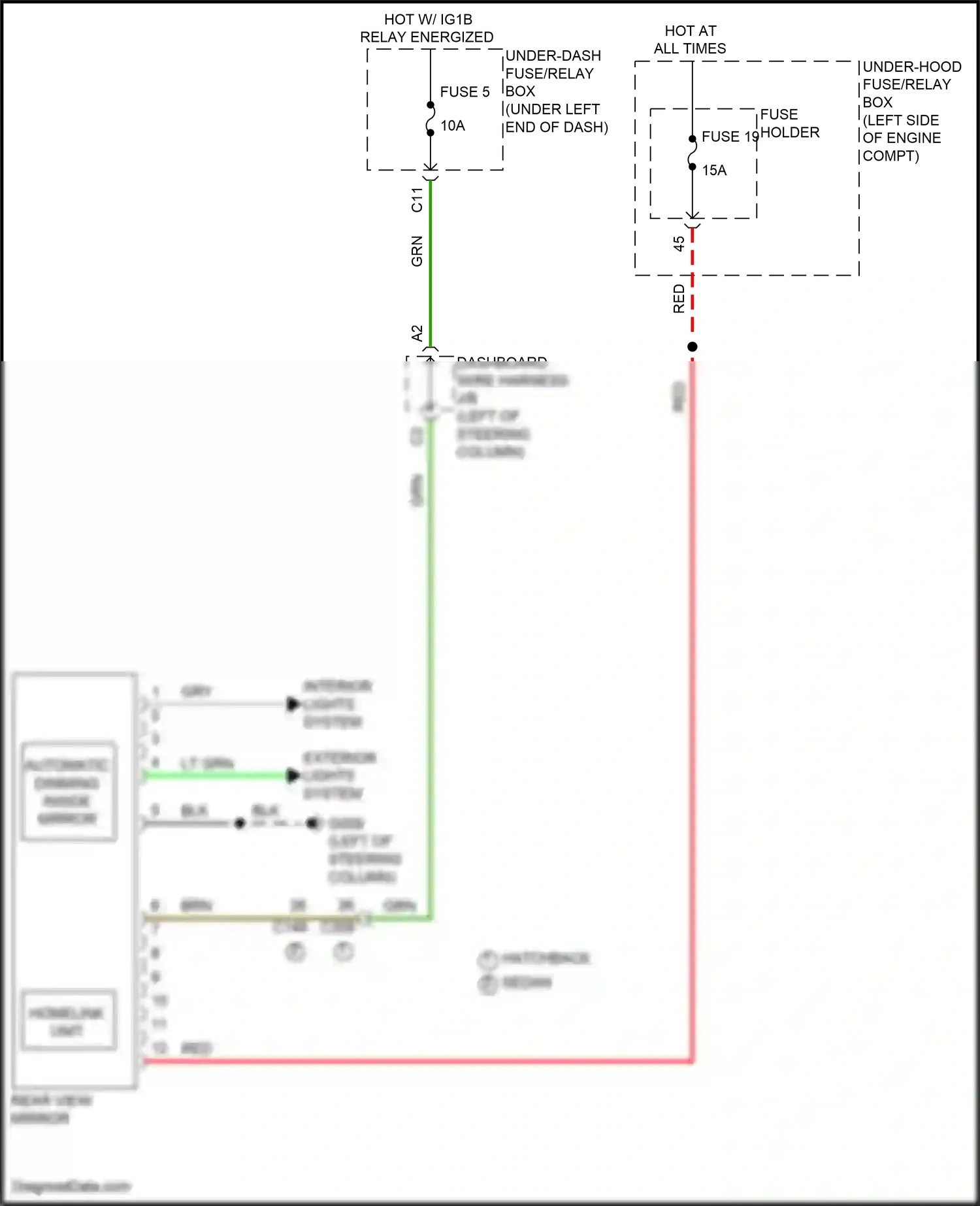 Wiring diagram automatic dimming inside mirror for Honda Civic XI (2021-2024) (1 of 1)