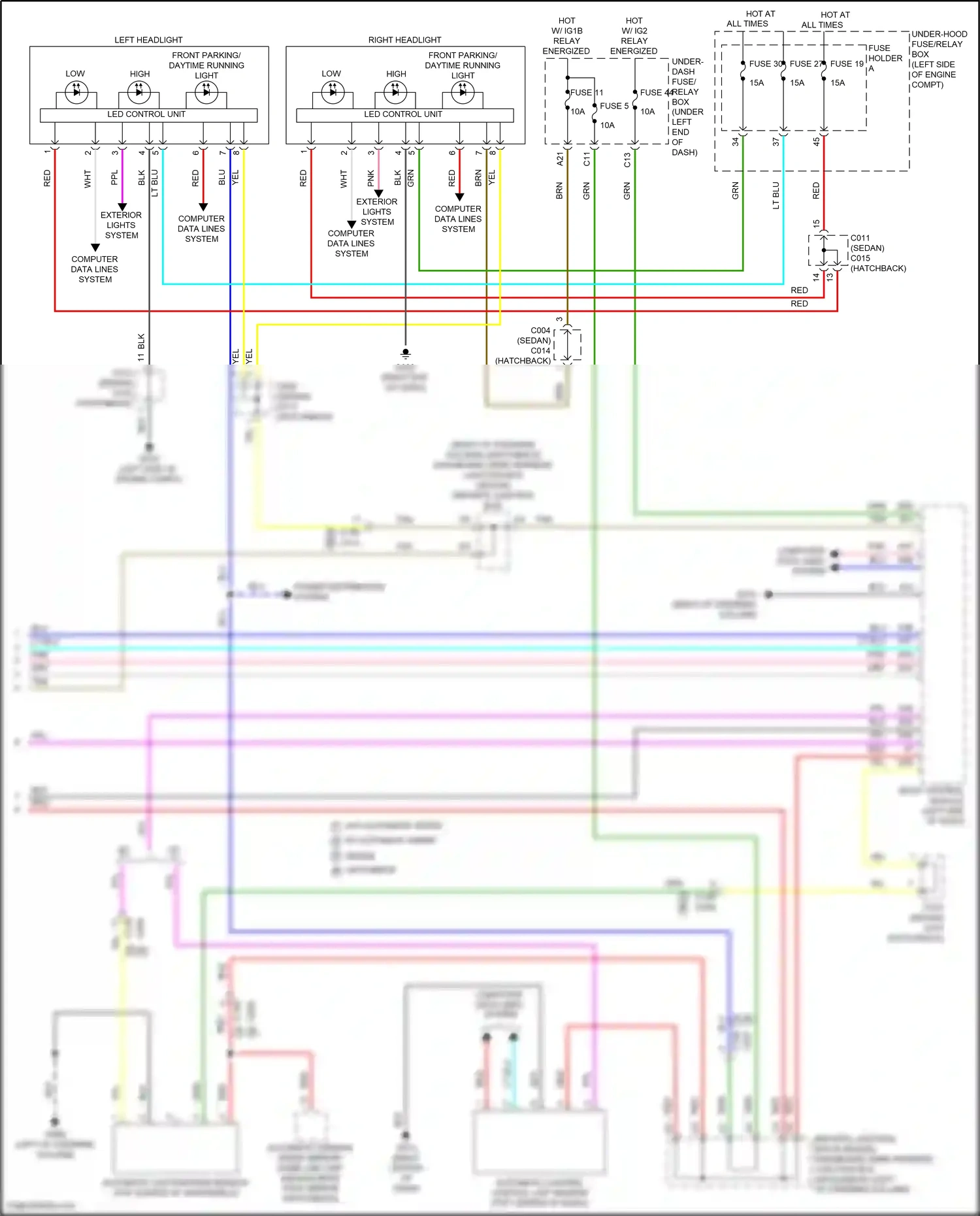 Wiring diagram left headlight for Honda Civic XI (2021-2024) (4 of 13)