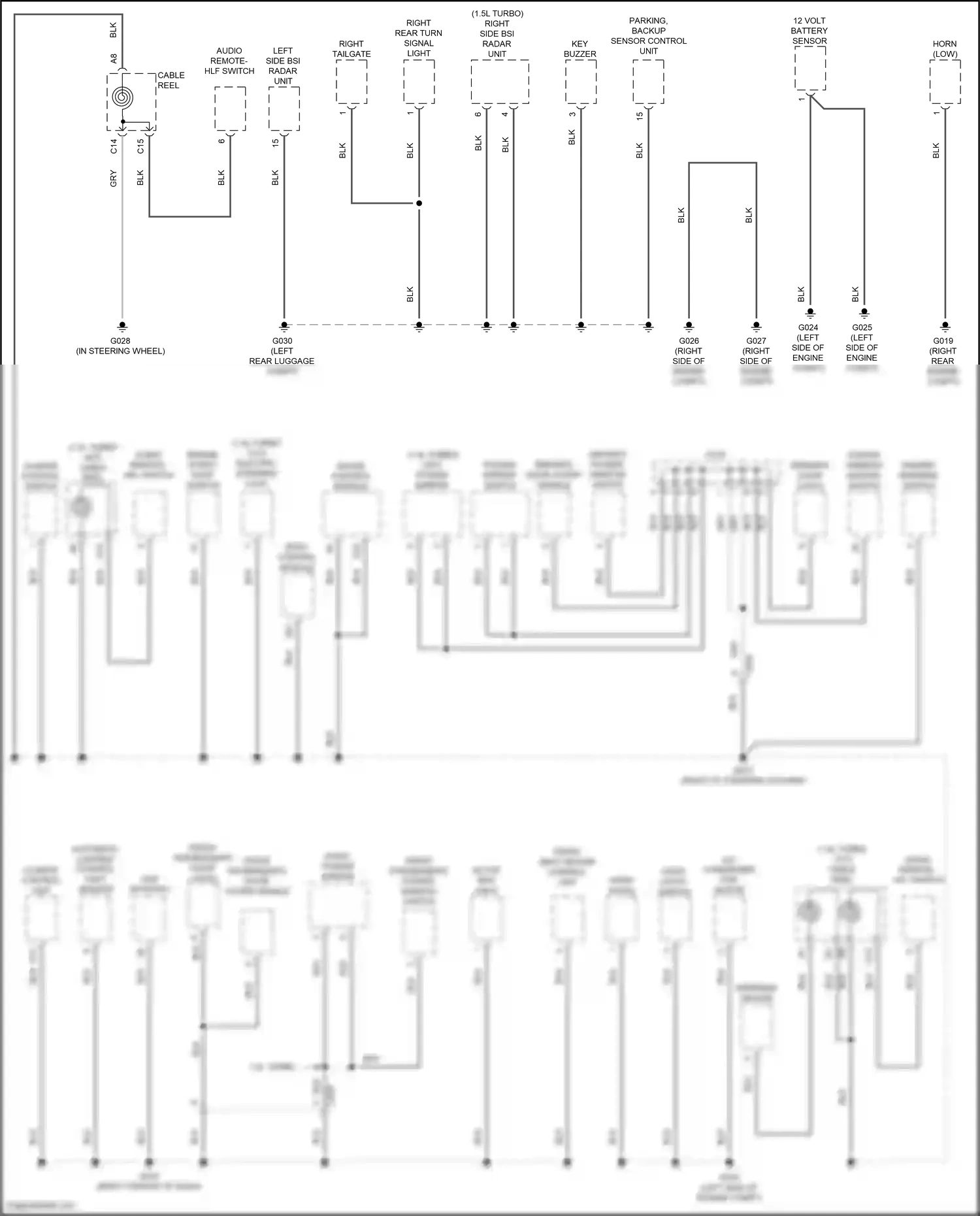 Wiring diagram parking, backup sensor control unit for Honda Civic XI (2021-2024) (3 of 9)