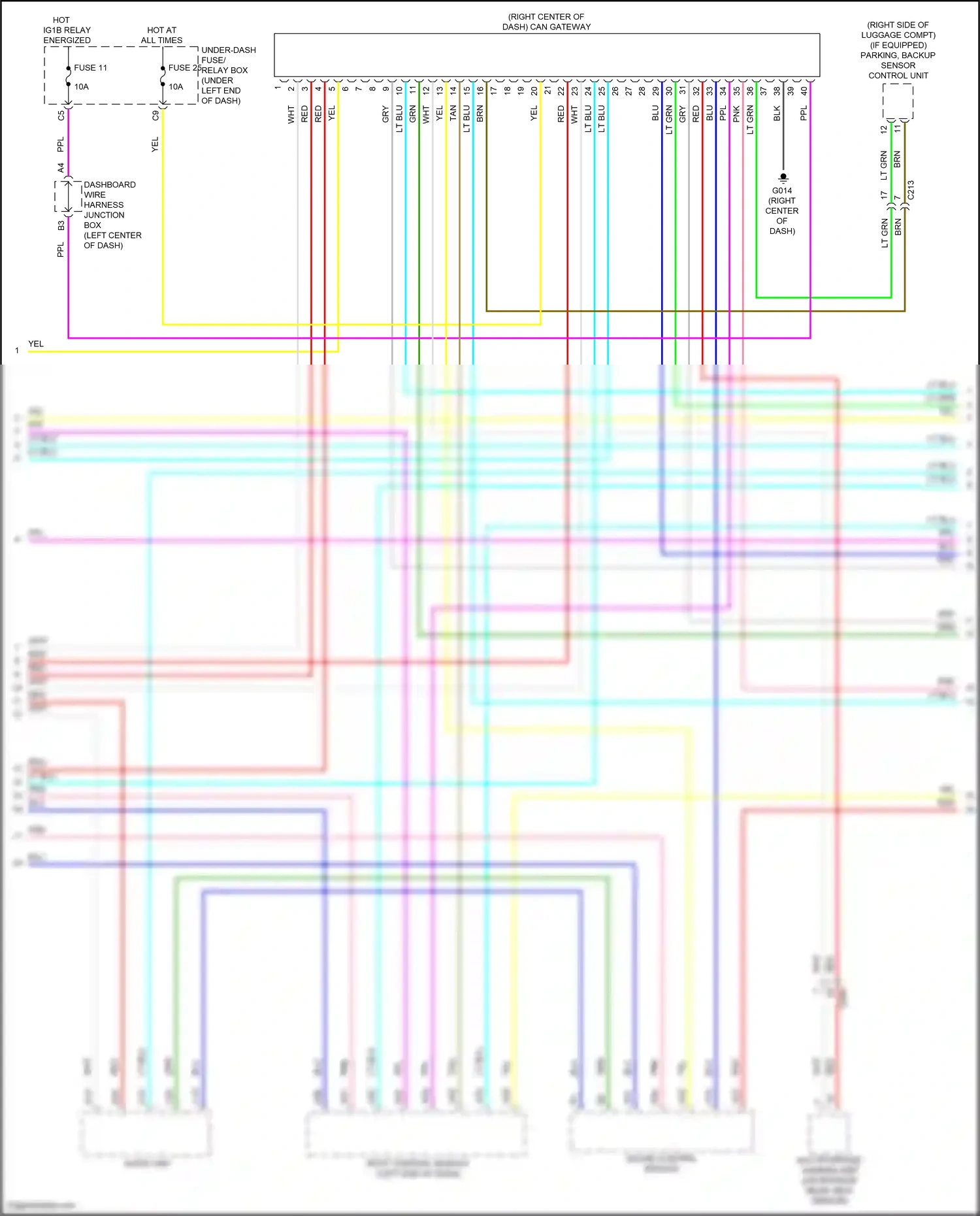 Wiring diagram parking, backup sensor control unit for Honda Civic XI (2021-2024) (1 of 9)