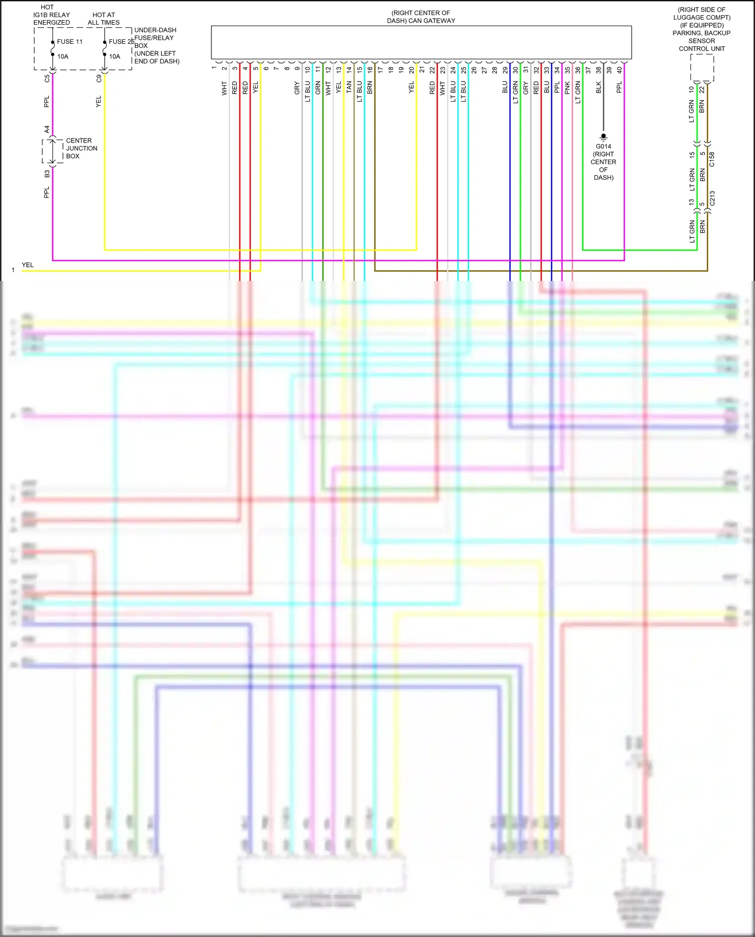 Wiring diagram parking, backup sensor control unit for Honda Civic XI (2021-2024) (2 of 9)
