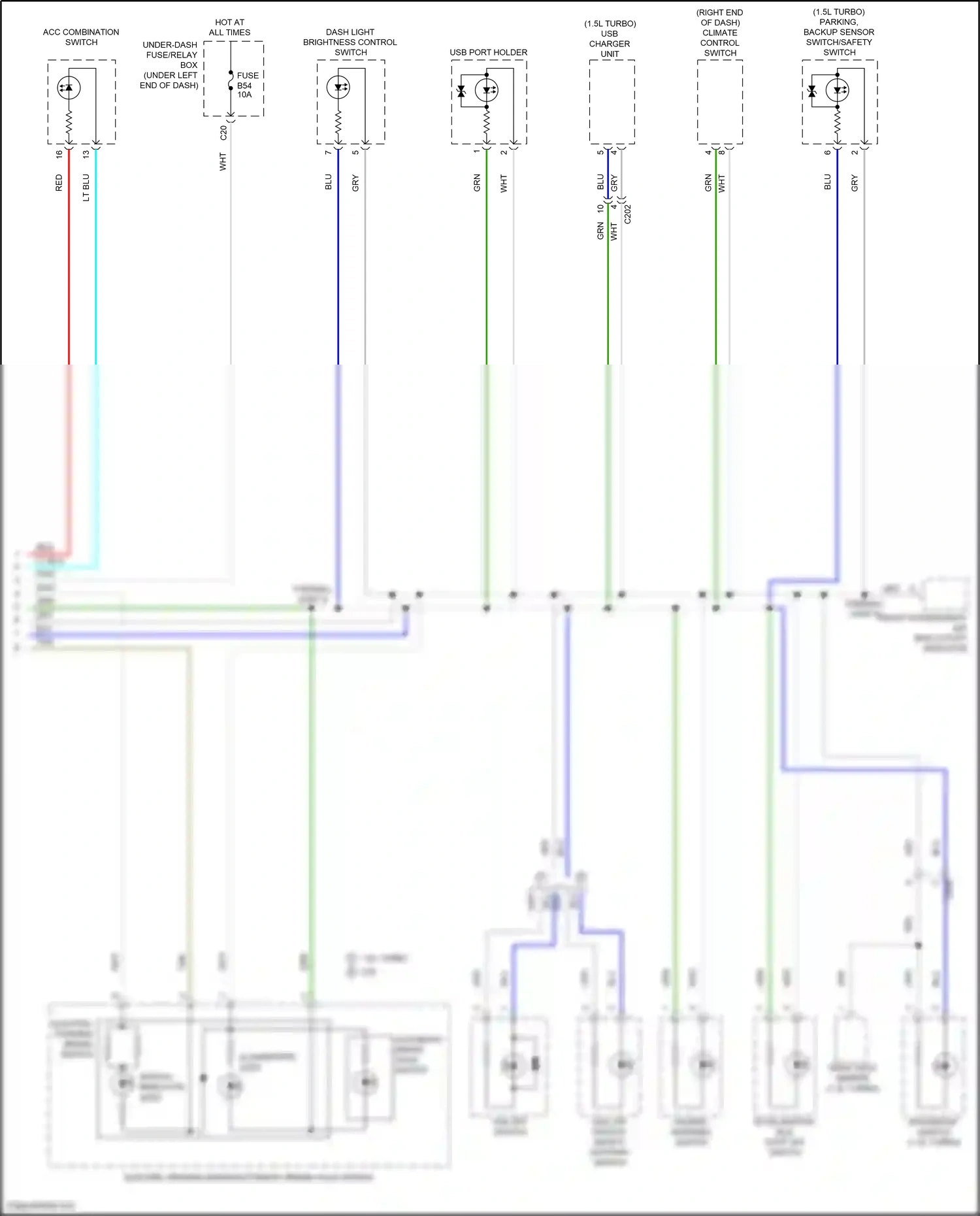 Wiring diagram parking, backup sensor switch/safety switch for Honda Civic XI (2021-2024) (1 of 1)