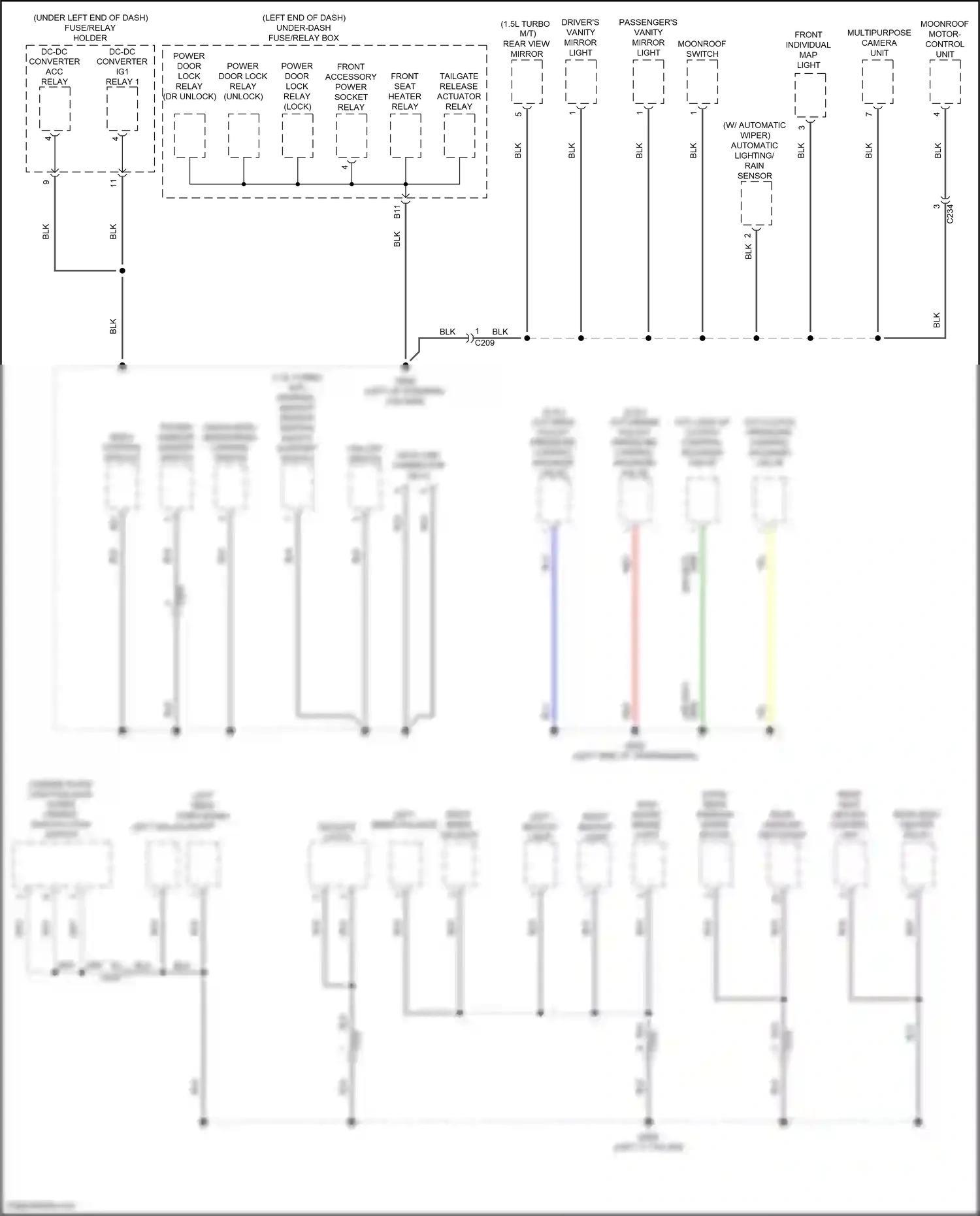 Wiring diagram tailgate latch for Honda Civic XI (2021-2024) (1 of 3)