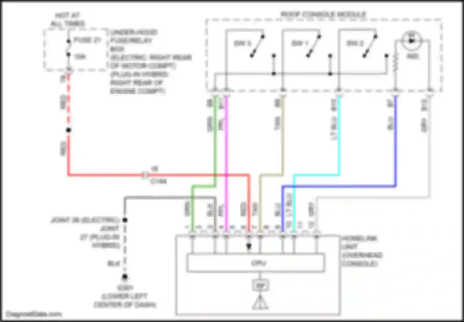 Clarity Honda II (2016-2021): Home link remote control circuit