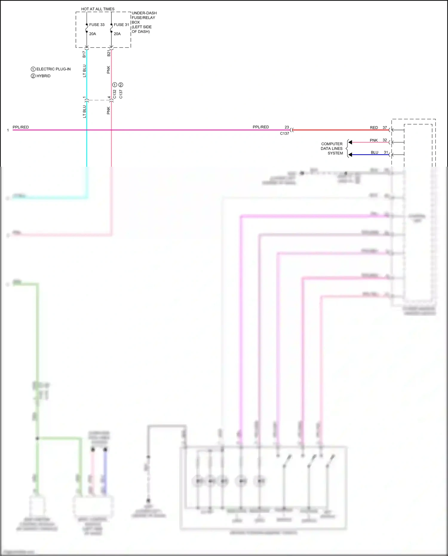 Wiring diagram computer data lines system for Honda Clarity II (2016-2021) (38 of 93)