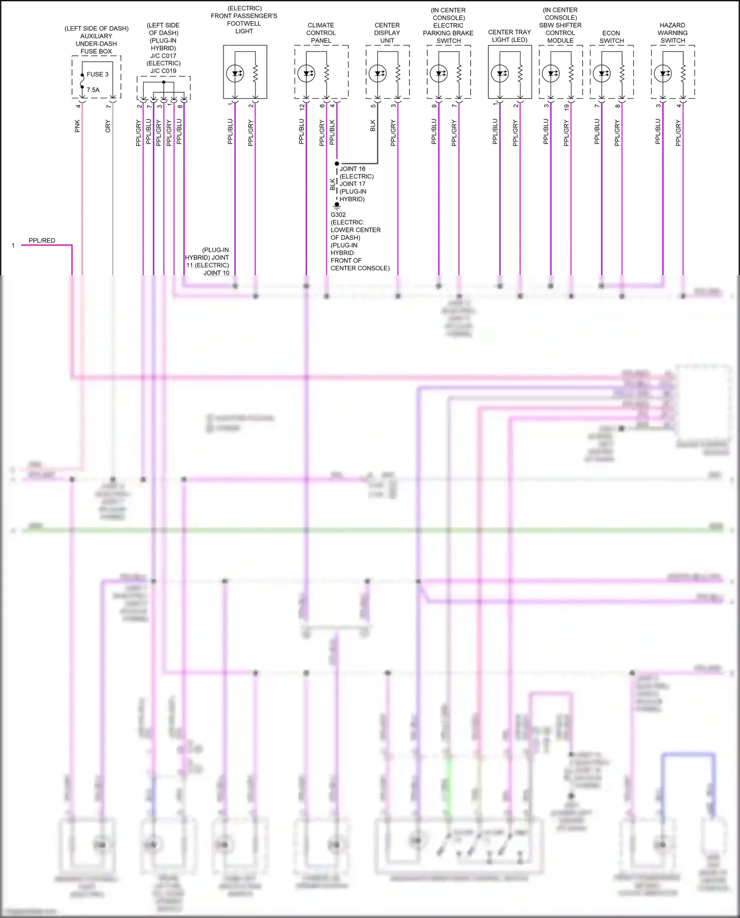 Wiring diagram dashlights brightness control switch for Honda Clarity II (2016-2021) (6 of 6)