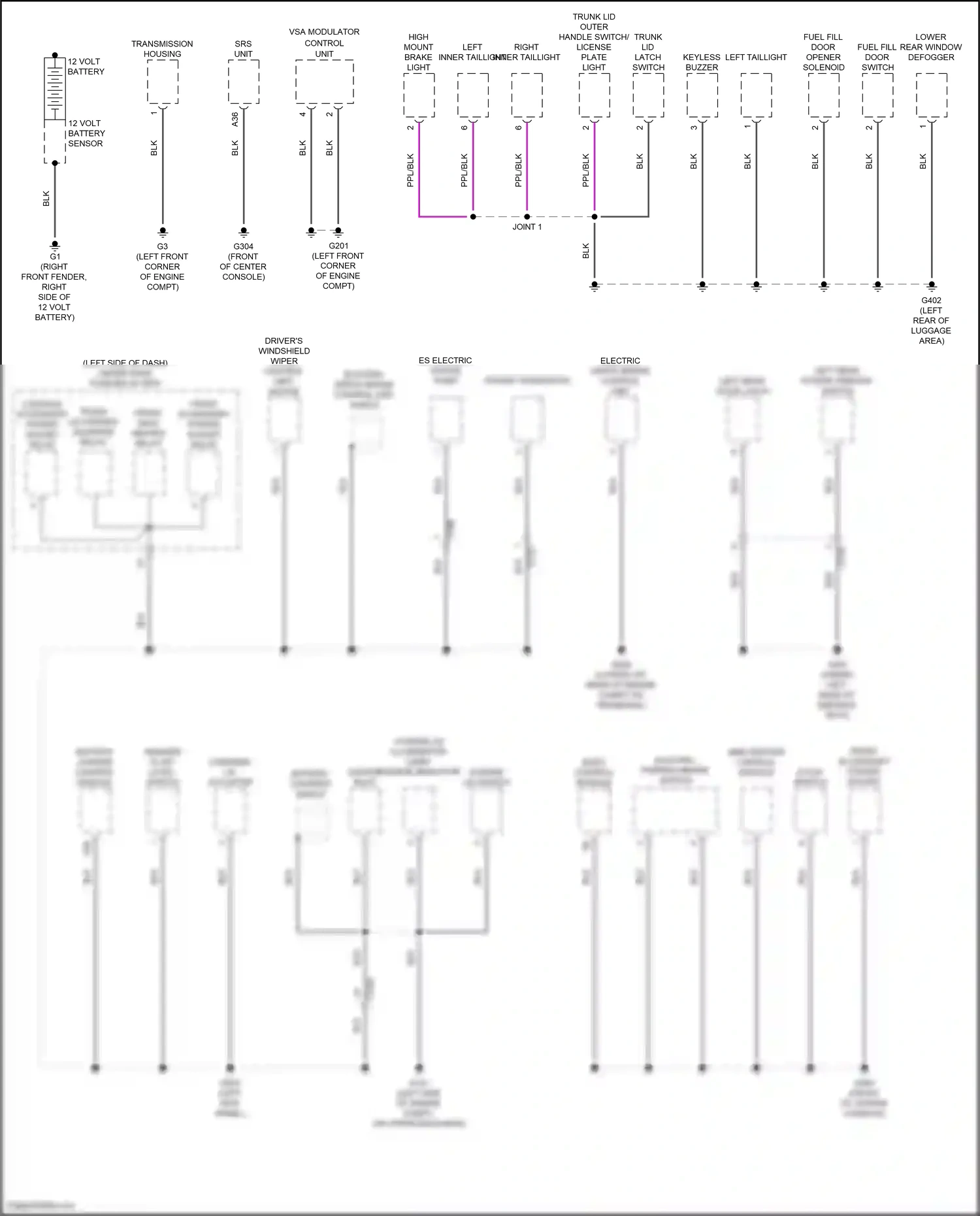 Wiring diagram front accessory power socket for Honda Clarity II (2016-2021) (1 of 4)