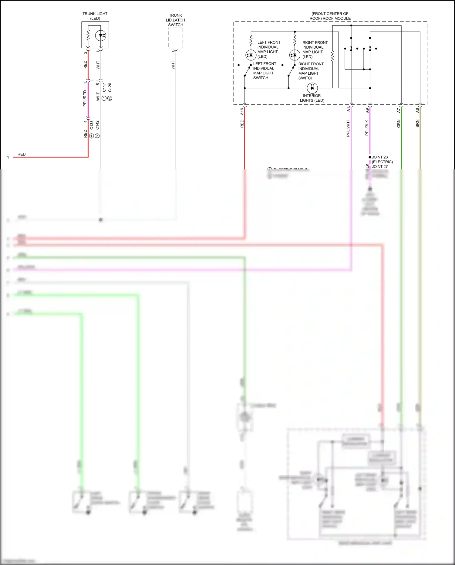 Wiring diagram left front individual map light switch for Honda Clarity II (2016-2021) (2 of 2)
