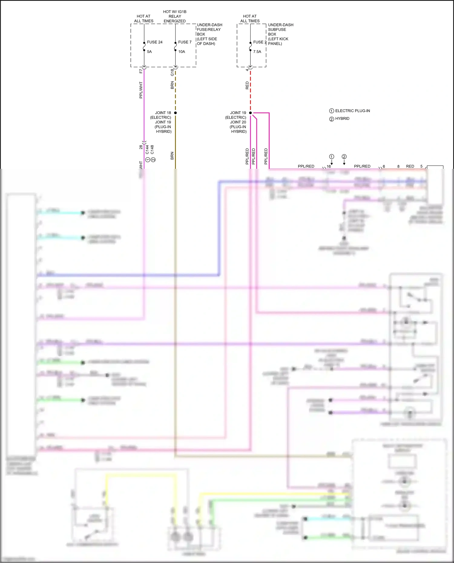 Wiring diagram multi-information display for Honda Clarity II (2016-2021) (2 of 2)