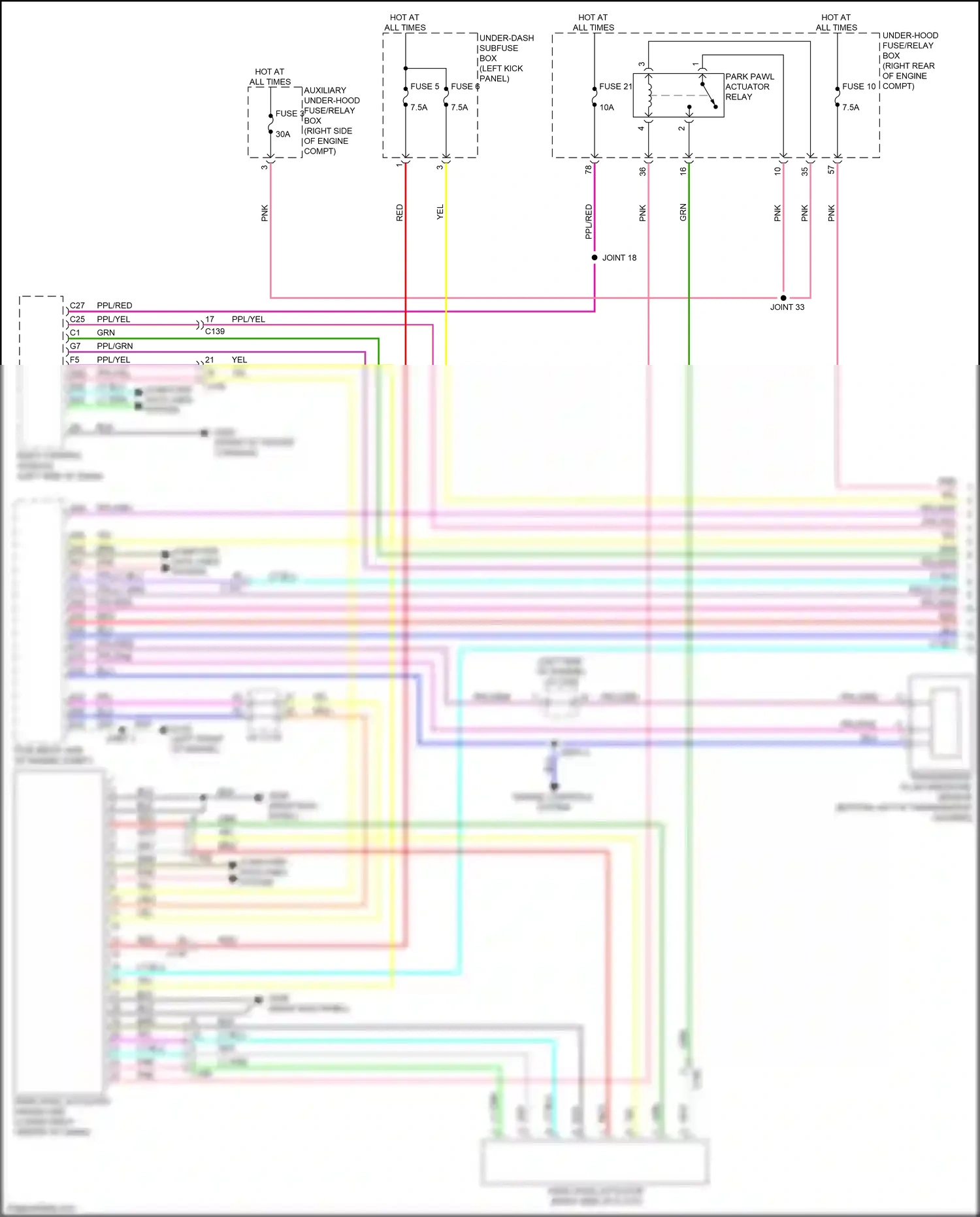 Wiring diagram under-dash subfuse box b for Honda Clarity II (2016-2021) (1 of 11)
