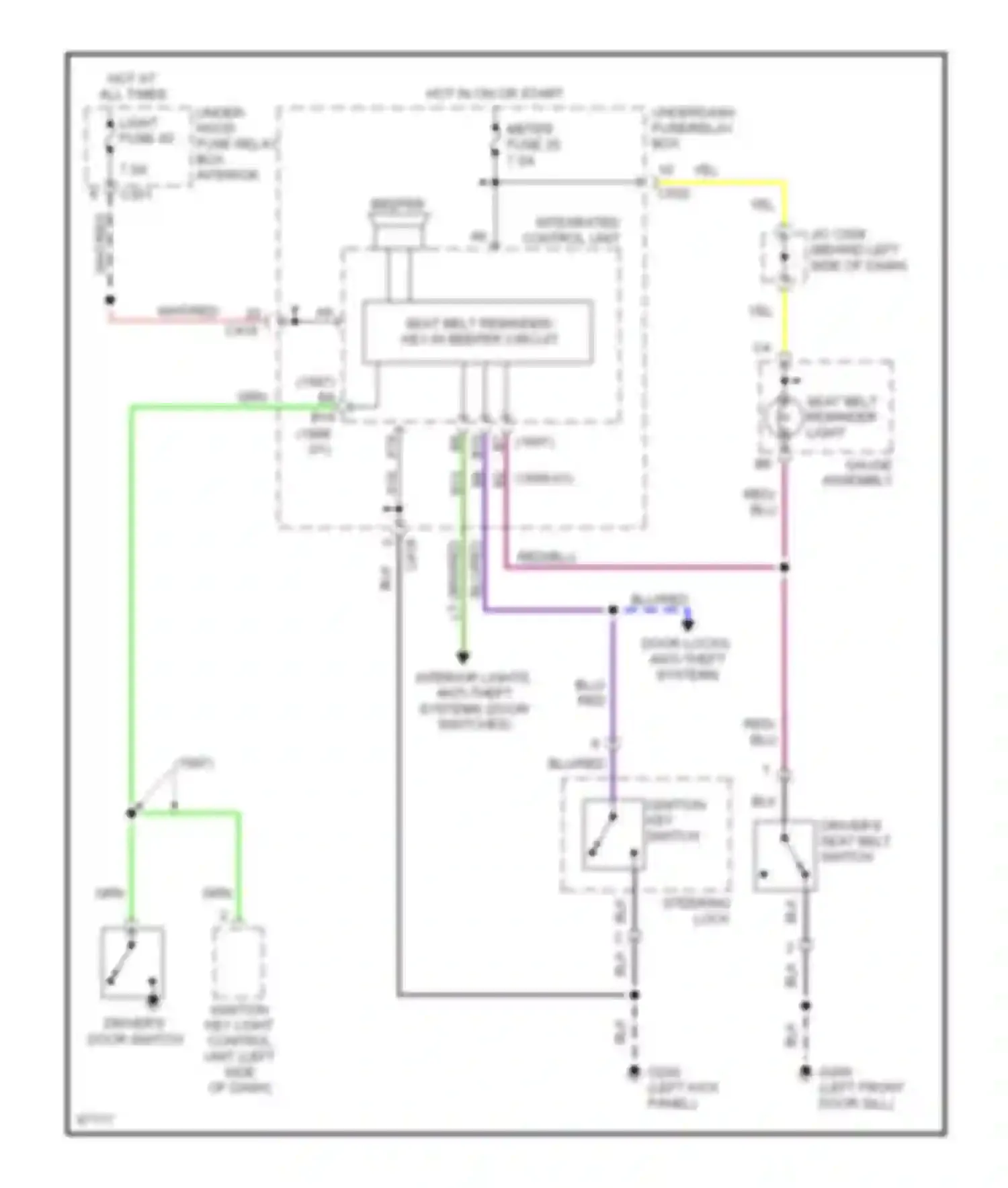 CR-V Honda I facelift (1999-2001): Warning system circuits